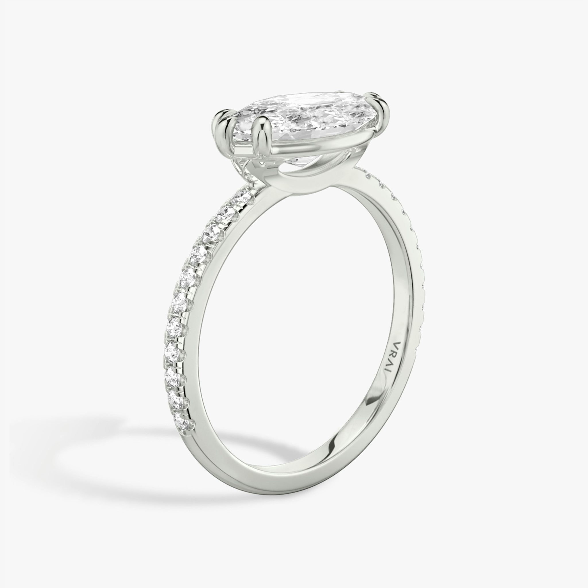 The Signature | Marquise | 18k | White Gold | bandAccent: Pavé | bandWidth: standard | diamondOrientation: horizontal | hiddenHalo: no | caratWeight: other