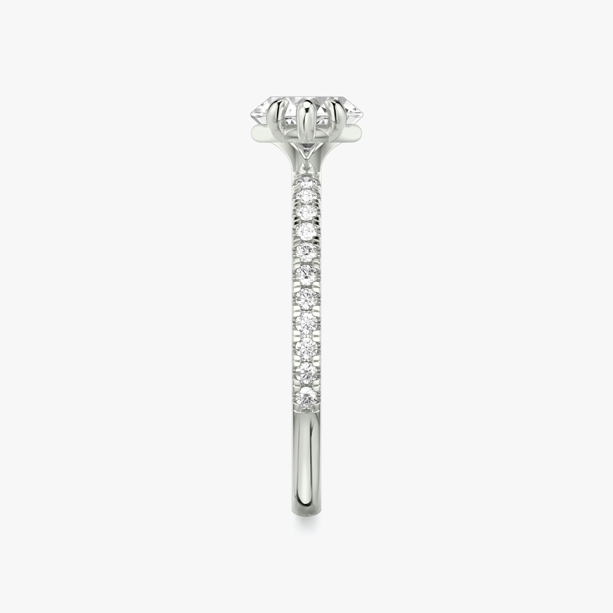 The Signature | Marquise | 18k | White Gold | bandAccent: Pavé | bandWidth: standard | diamondOrientation: horizontal | hiddenHalo: no | caratWeight: other