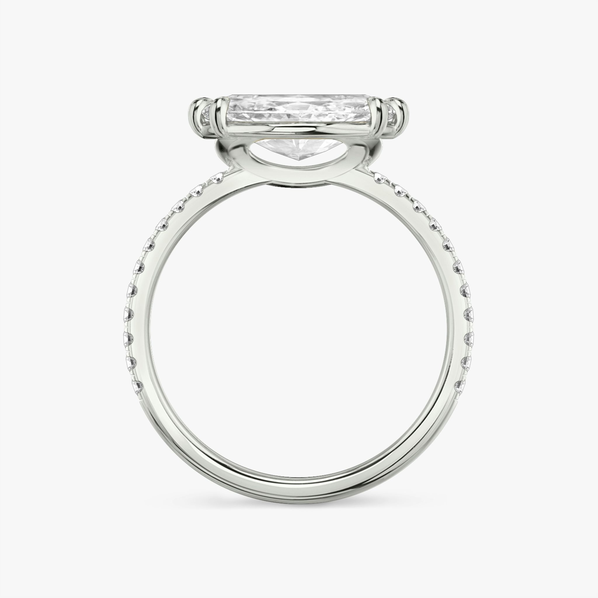 The Signature | Marquise | 18k | White Gold | bandAccent: Pavé | bandWidth: standard | diamondOrientation: horizontal | hiddenHalo: no | caratWeight: other