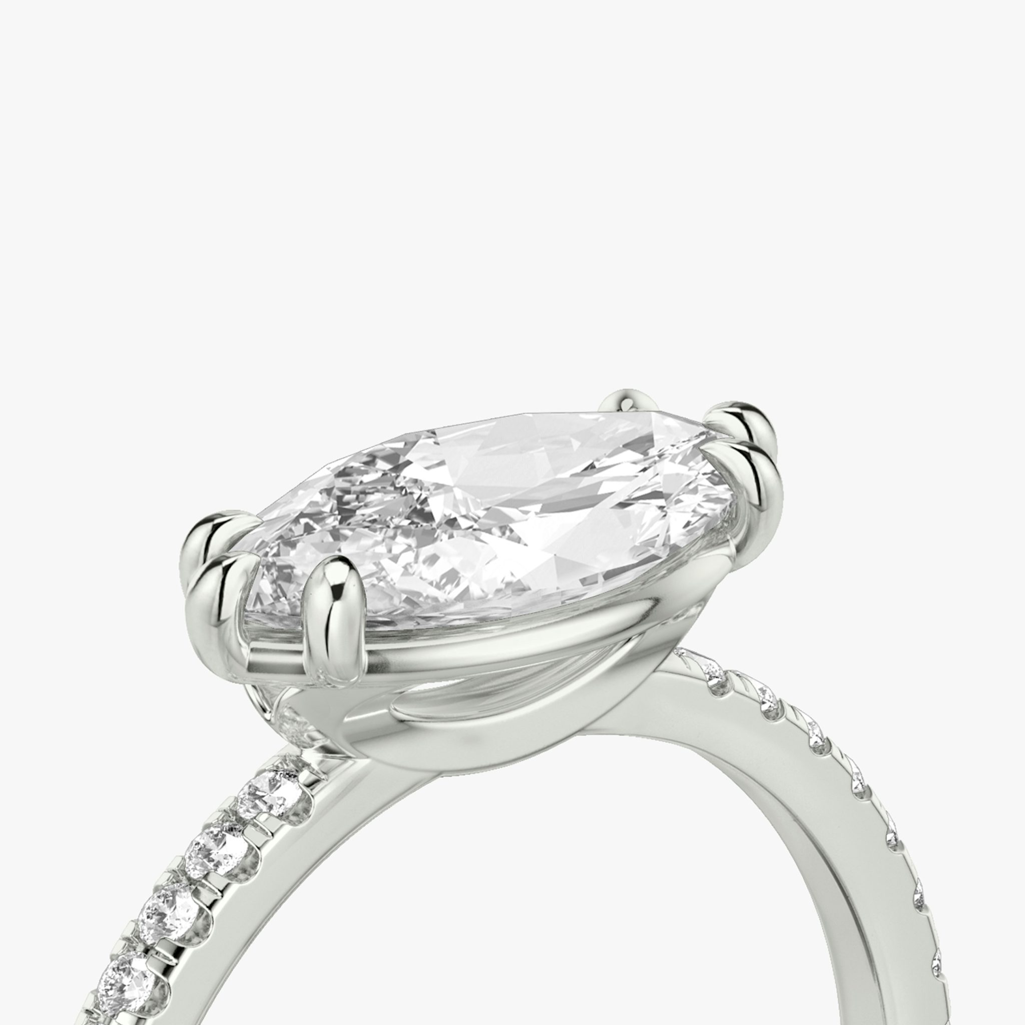 The Signature | Marquise | 18k | White Gold | bandAccent: Pavé | bandWidth: standard | diamondOrientation: horizontal | hiddenHalo: no | caratWeight: other