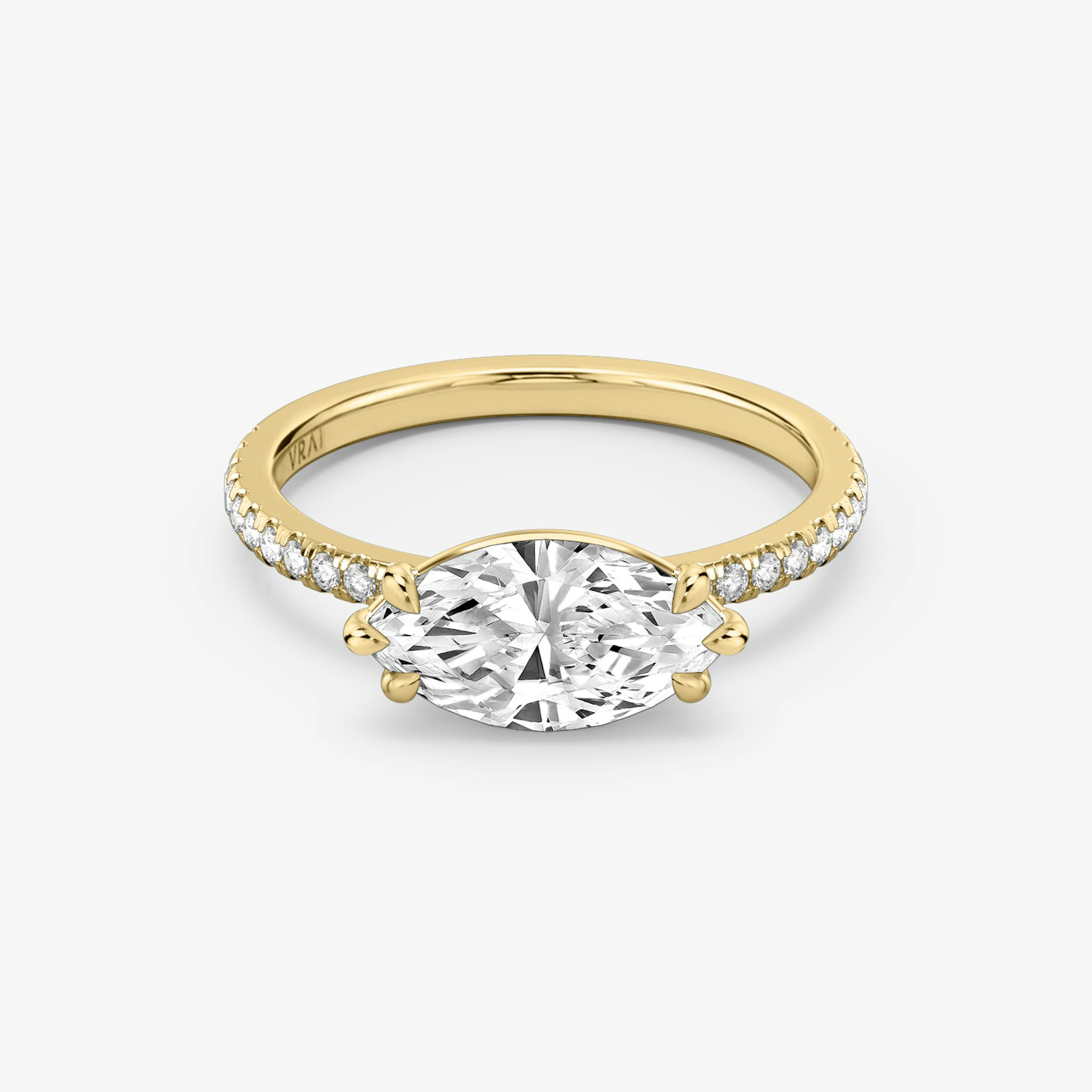 The Signature | Marquise | 18k | Yellow Gold | bandAccent: Pavé | bandWidth: standard | diamondOrientation: horizontal | hiddenHalo: no | caratWeight: other