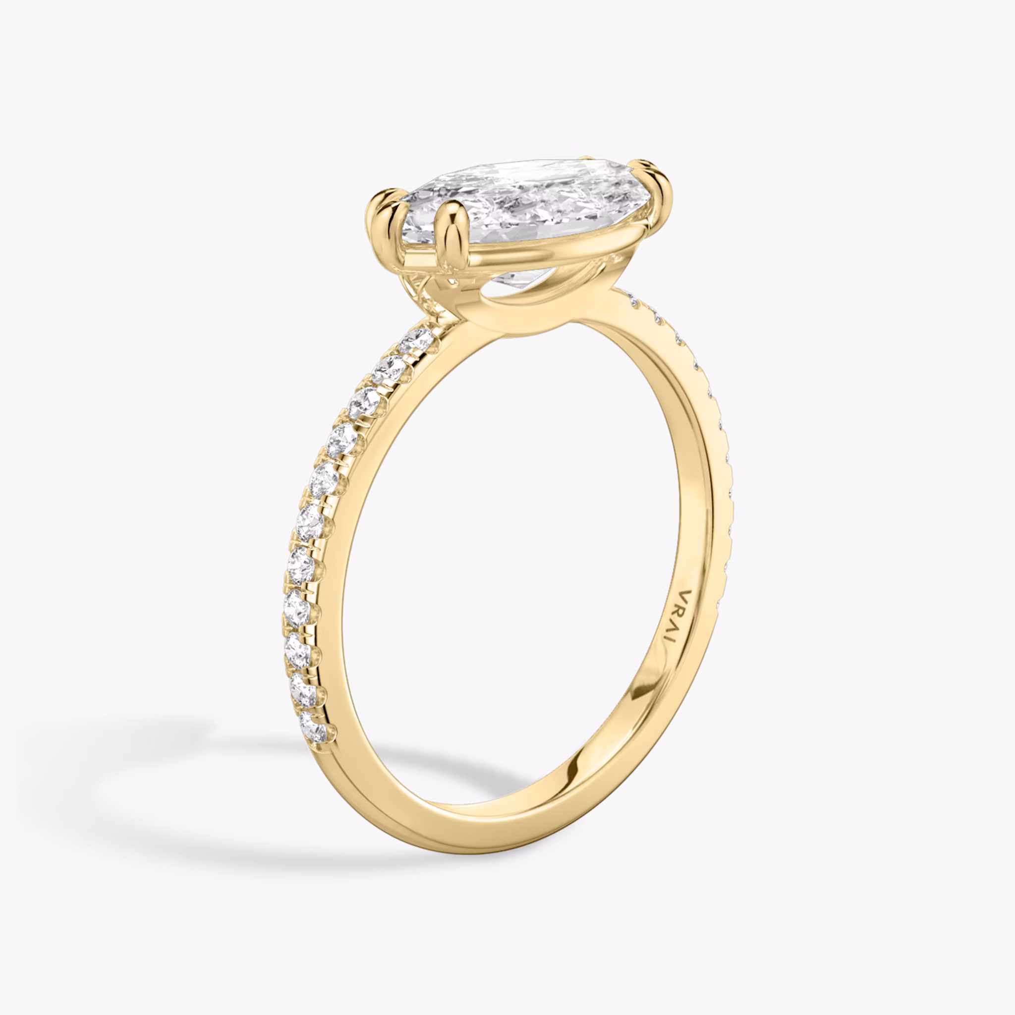 The Signature | Marquise | 18k | Yellow Gold | bandAccent: Pavé | bandWidth: standard | diamondOrientation: horizontal | hiddenHalo: no | caratWeight: other