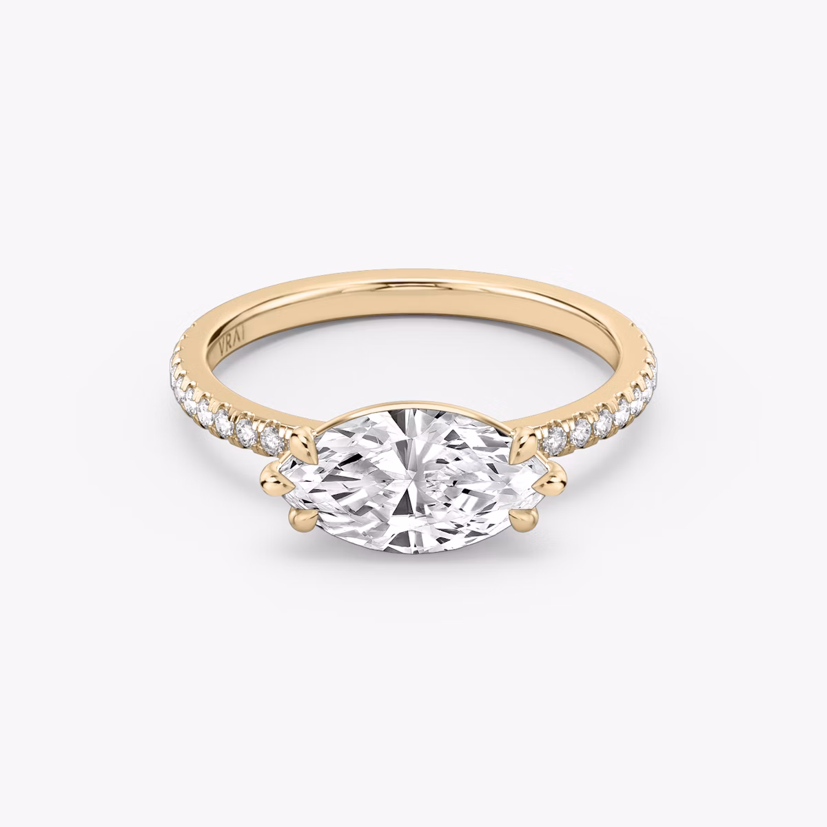 The Signature | Marquise | 14k | Rose Gold | bandAccent: Pavé | bandWidth: standard | diamondOrientation: horizontal | hiddenHalo: no | caratWeight: other