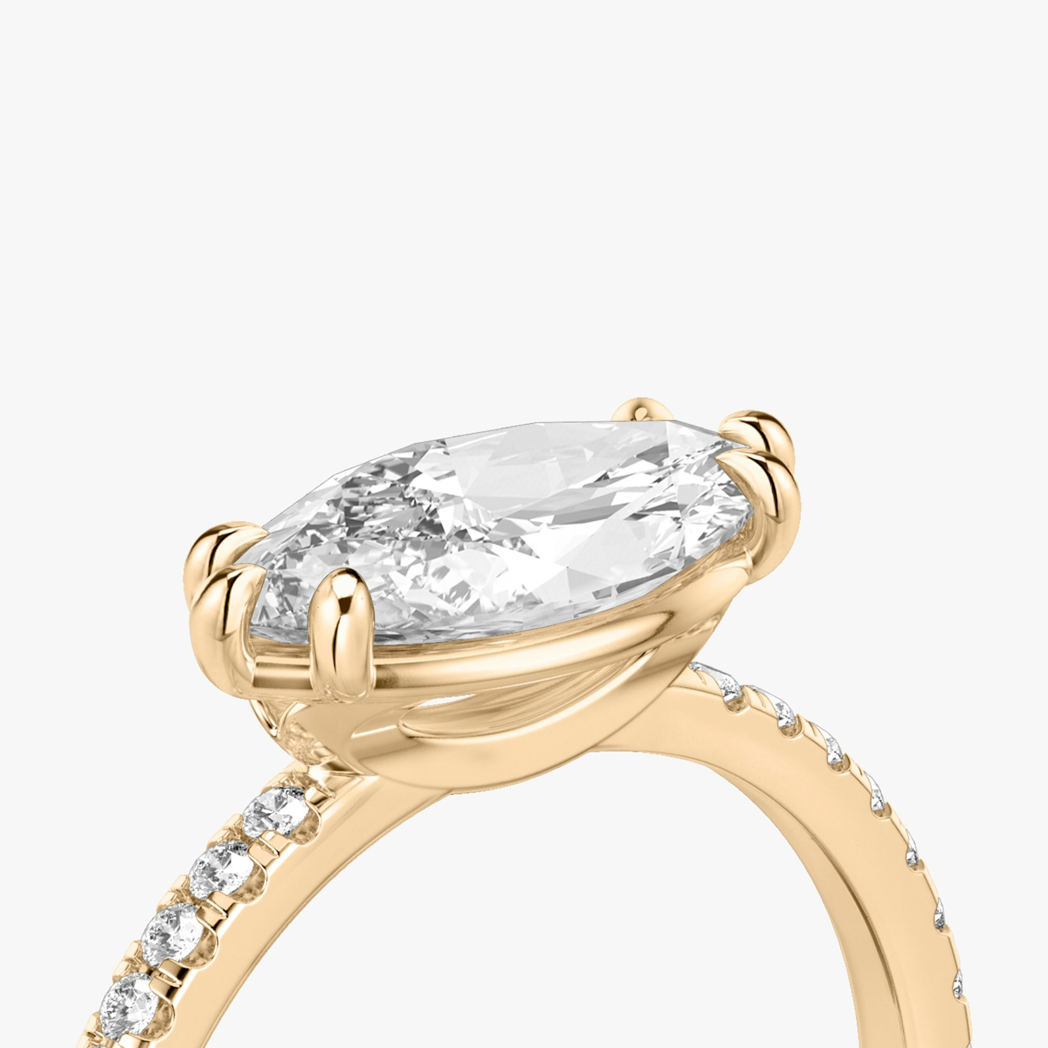 The Signature | Marquise | 14k | Rose Gold | bandAccent: Pavé | bandWidth: standard | diamondOrientation: horizontal | hiddenHalo: no | caratWeight: other