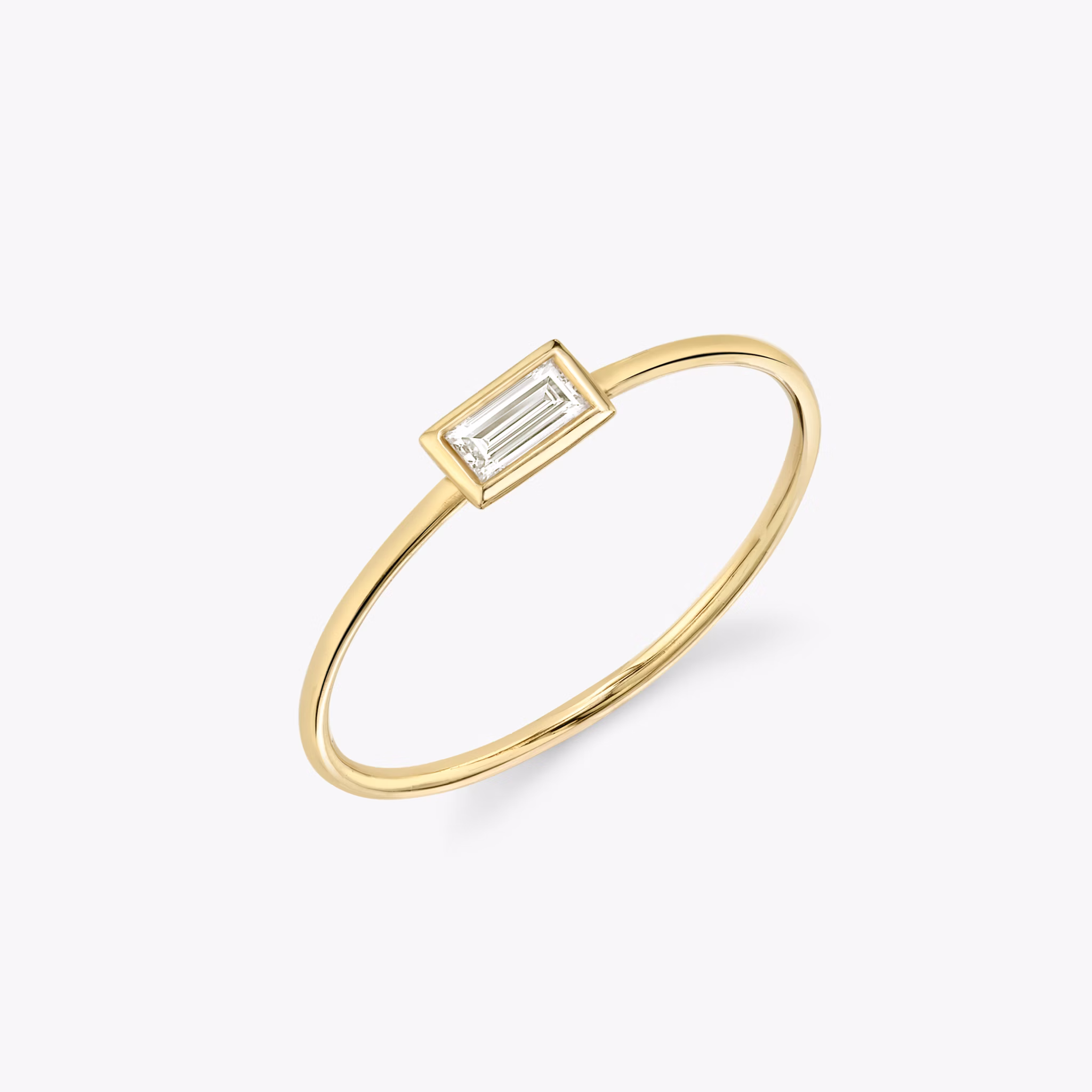 Knife-Edge Bezel Ring | Baguette | 14k | Yellow Gold