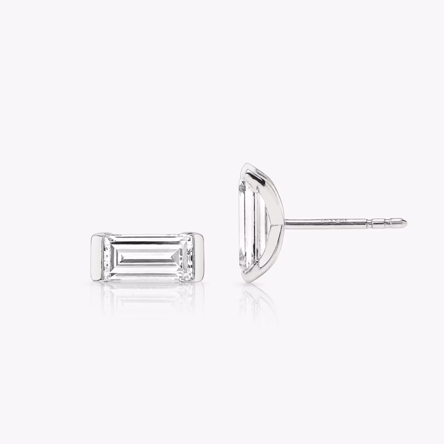 Knife-Edge Baguette Semi-Bezel Stud | Baguette | 14k | White Gold | caratWeight: 0.75ct