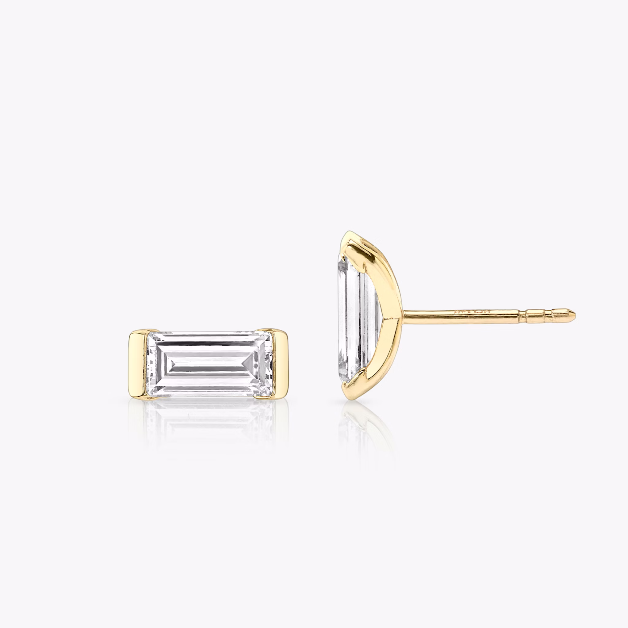 Knife-Edge Baguette Semi-Bezel Stud | Baguette | 14k | Yellow Gold | caratWeight: 0.75ct