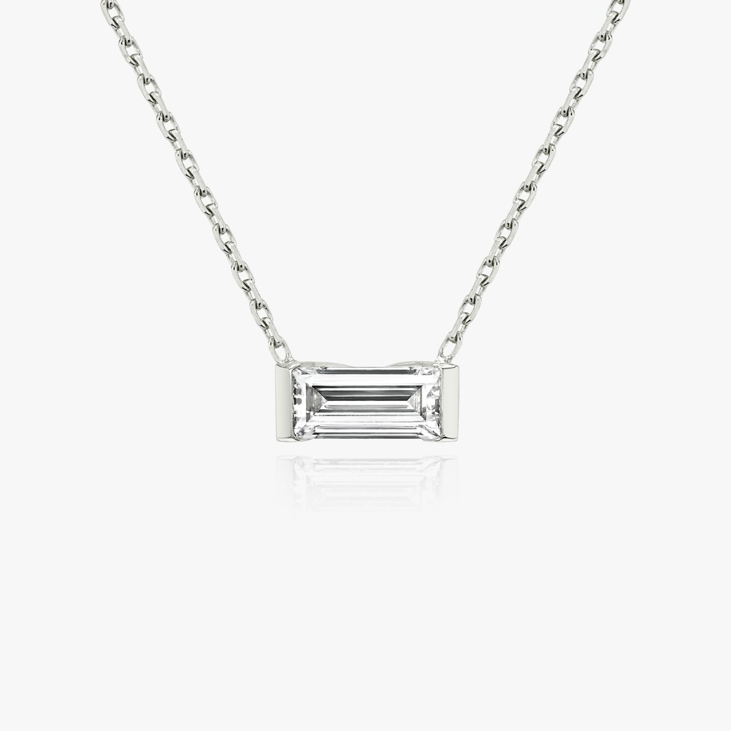 Knife-Edge Baguette Semi-Bezel Necklace | Baguette | 14k | White Gold | caratWeight: 0.25ct