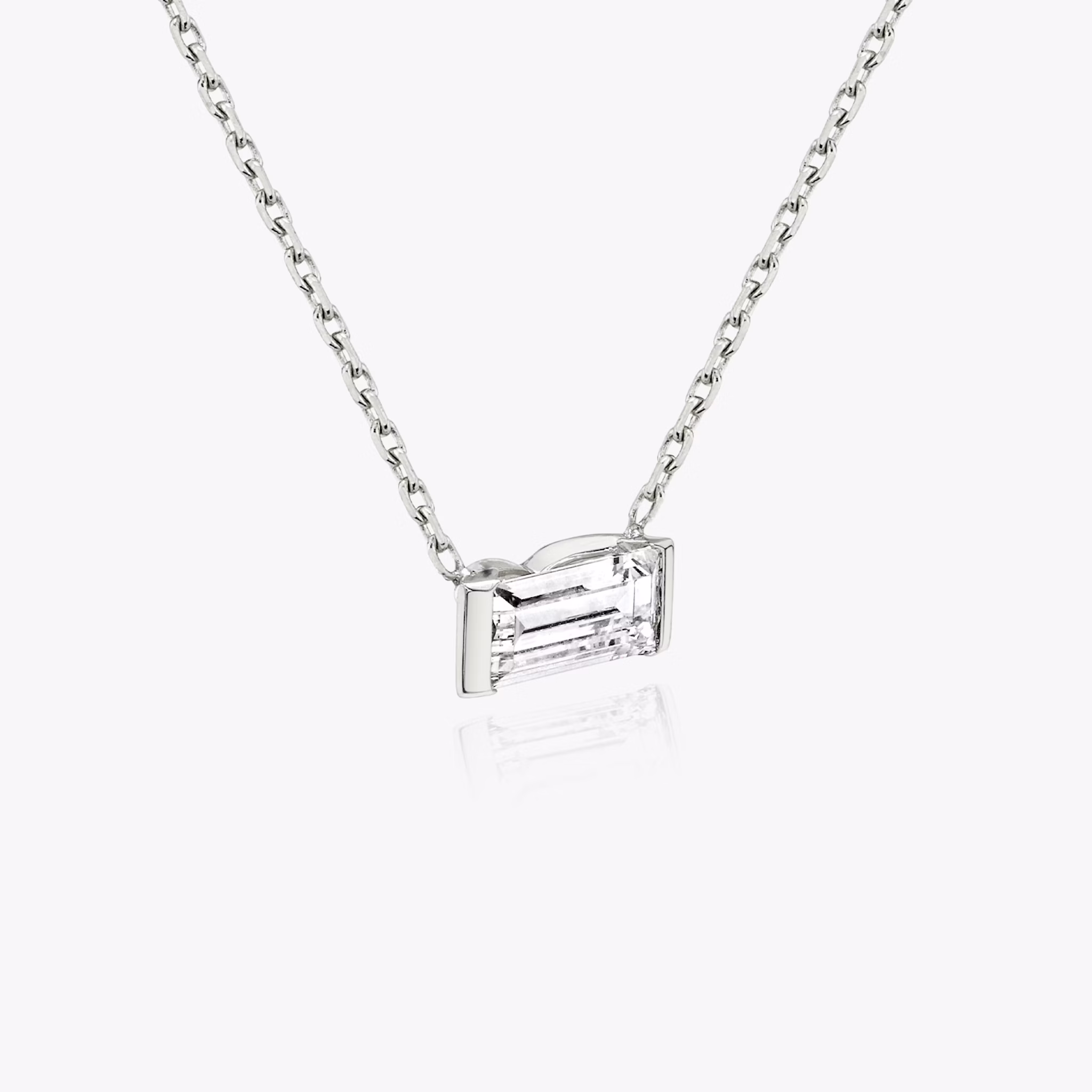 Knife-Edge Baguette Semi-Bezel Necklace | Baguette | 14k | White Gold | caratWeight: 0.75ct
