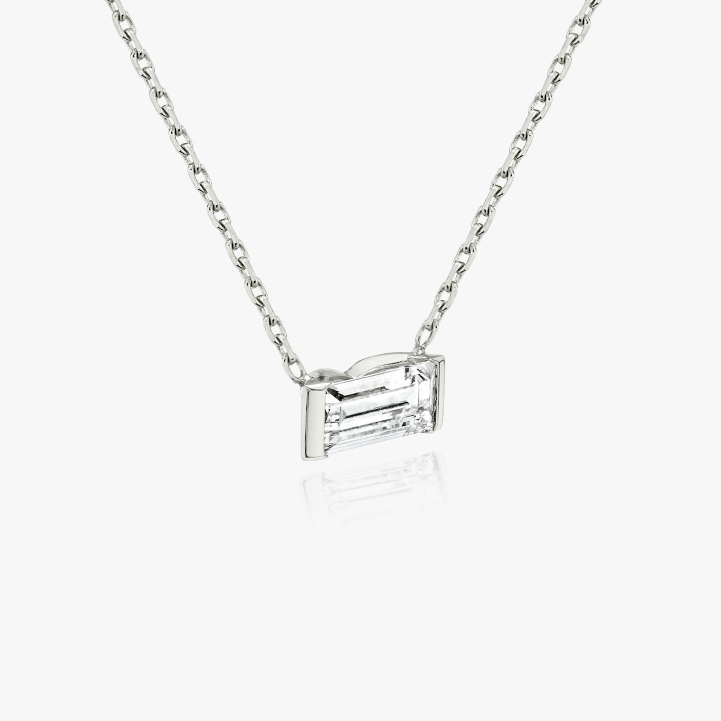 Knife-Edge Baguette Semi-Bezel Necklace | Baguette | 14k | White Gold | caratWeight: 0.25ct