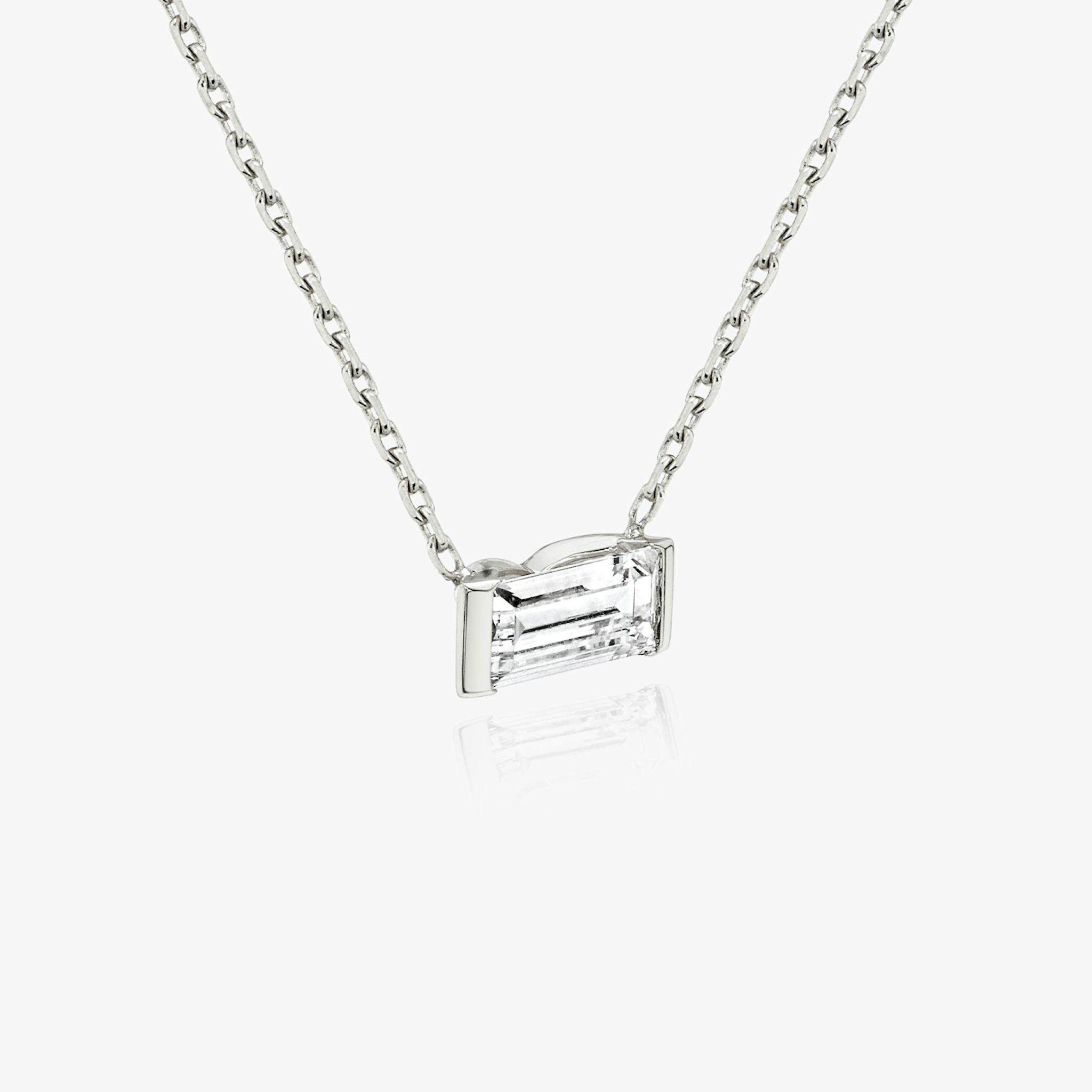 Knife-Edge Baguette Semi-Bezel Necklace | Baguette | 14k | White Gold | caratWeight: 0.75ct
