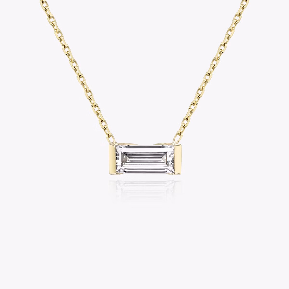Knife-Edge Baguette Semi-Bezel Necklace | Baguette | 14k | Yellow Gold | caratWeight: 0.25ct