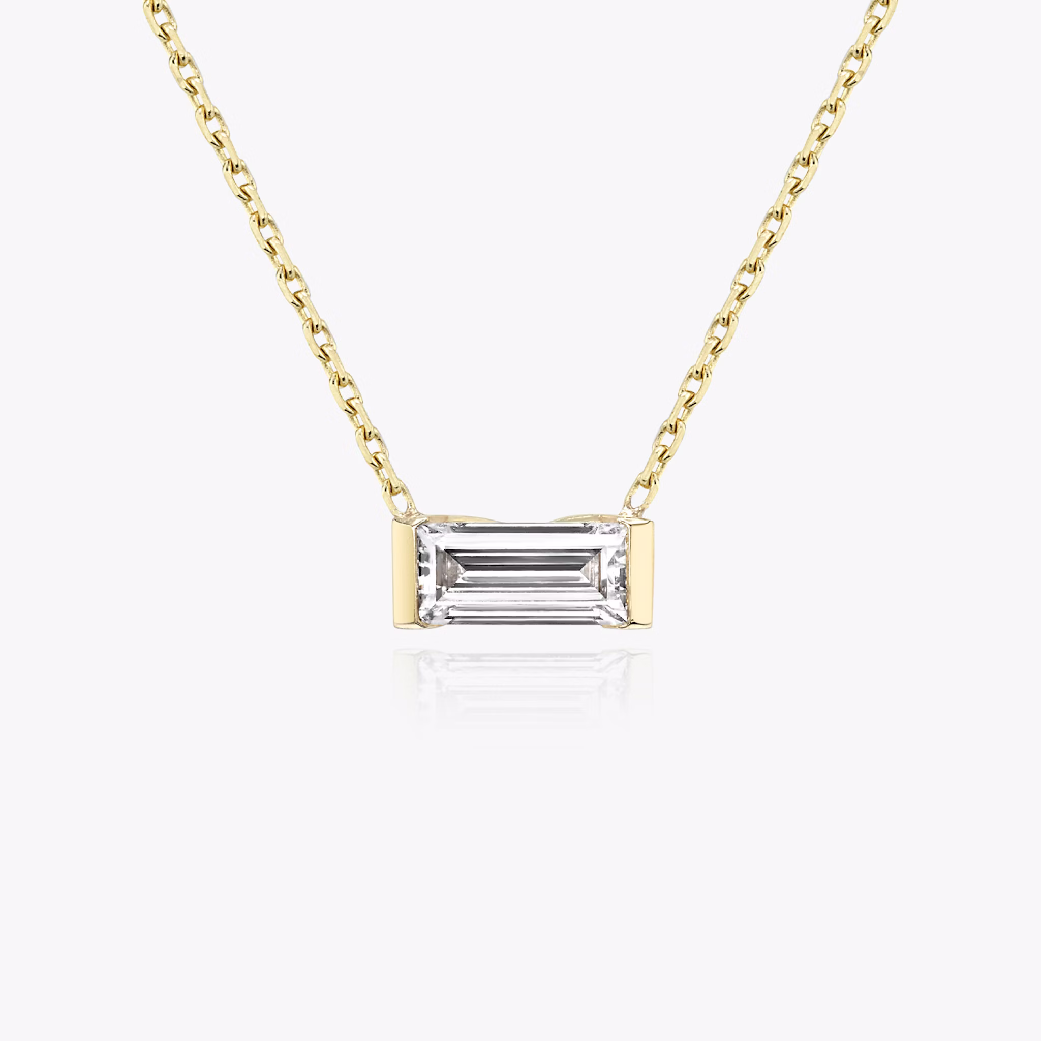 Knife-Edge Baguette Semi-Bezel Necklace | Baguette | 14k | Yellow Gold | caratWeight: 0.25ct
