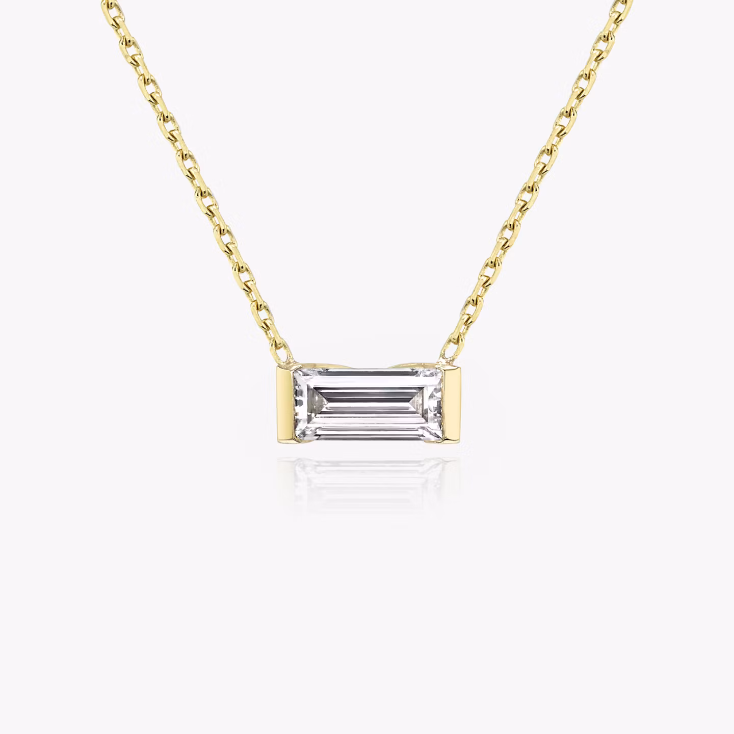 Knife-Edge Baguette Semi-Bezel Halskette Baguette | Yellow Gold