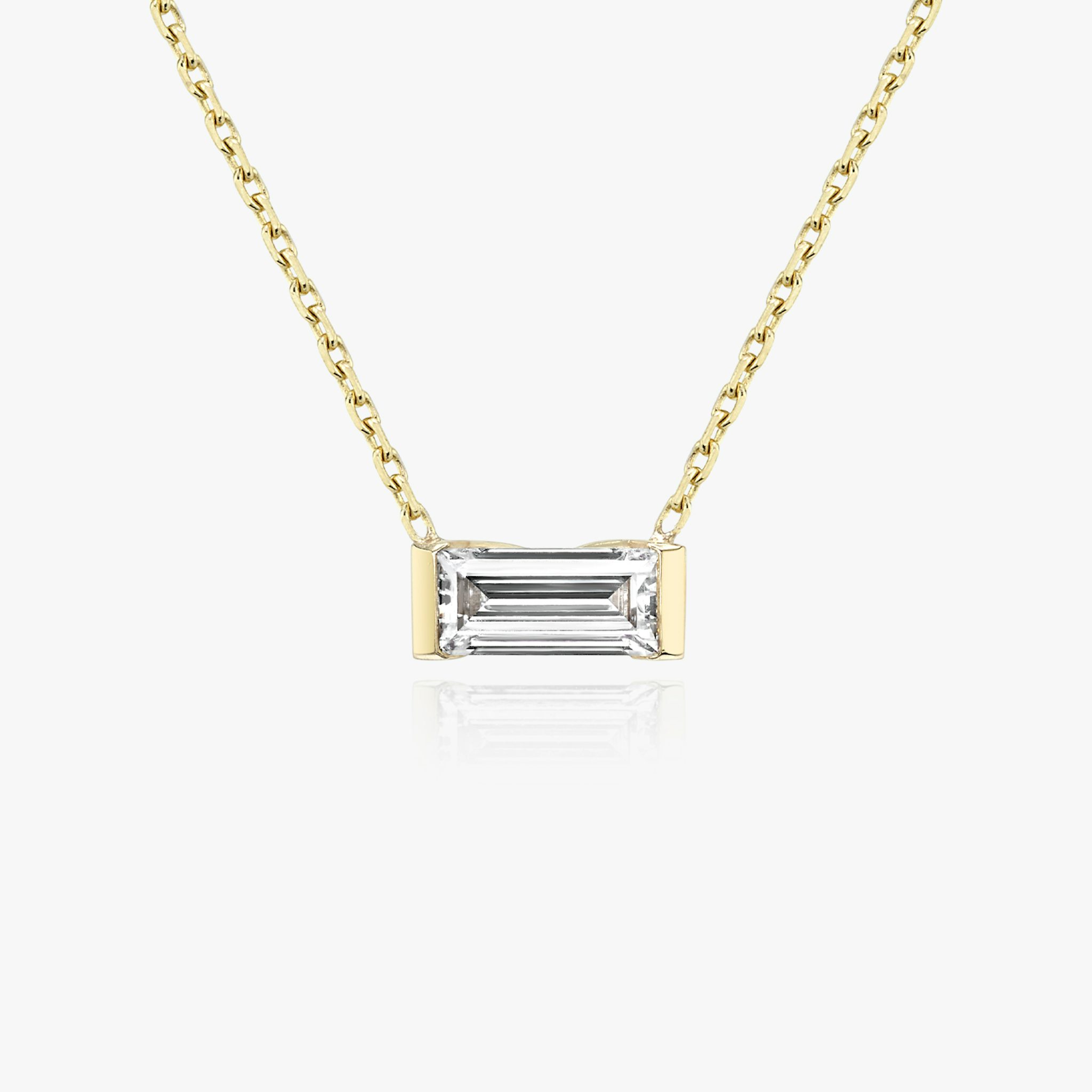 Knife-Edge Baguette Semi-Bezel Necklace | Baguette | 14k | Yellow Gold | caratWeight: 0.25ct
