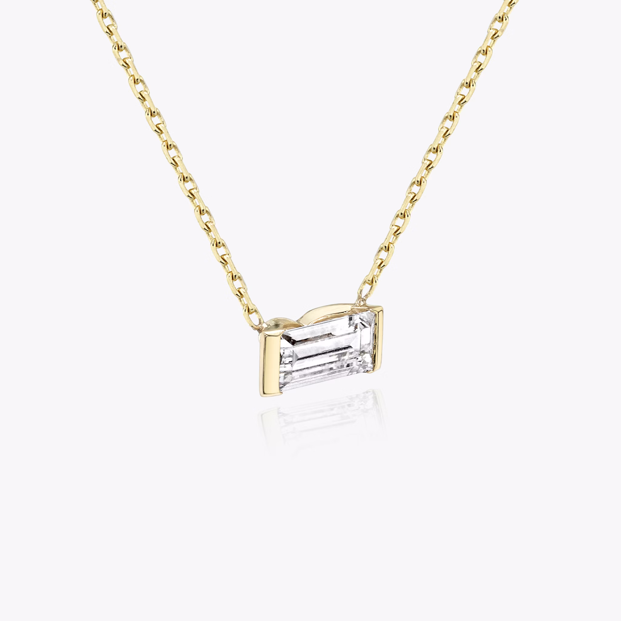 Knife-Edge Baguette Semi-Bezel Necklace | Baguette | 14k | Yellow Gold | caratWeight: 0.25ct