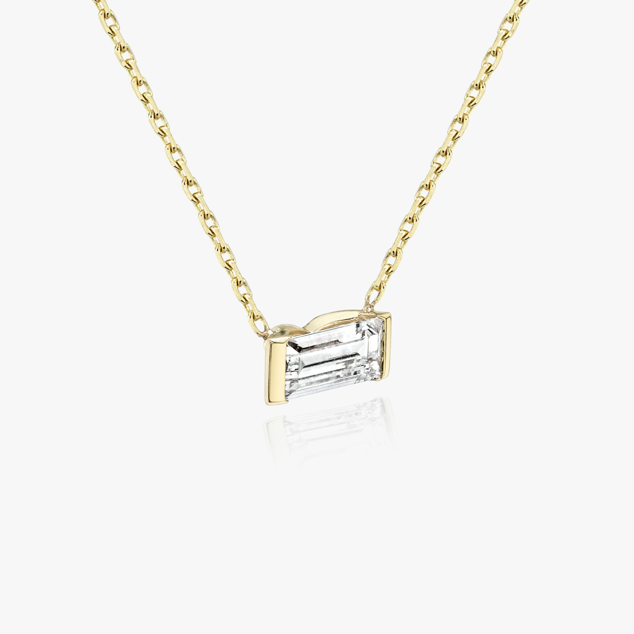 Knife-Edge Baguette Semi-Bezel Necklace | Baguette | 14k | Yellow Gold | caratWeight: 0.25ct