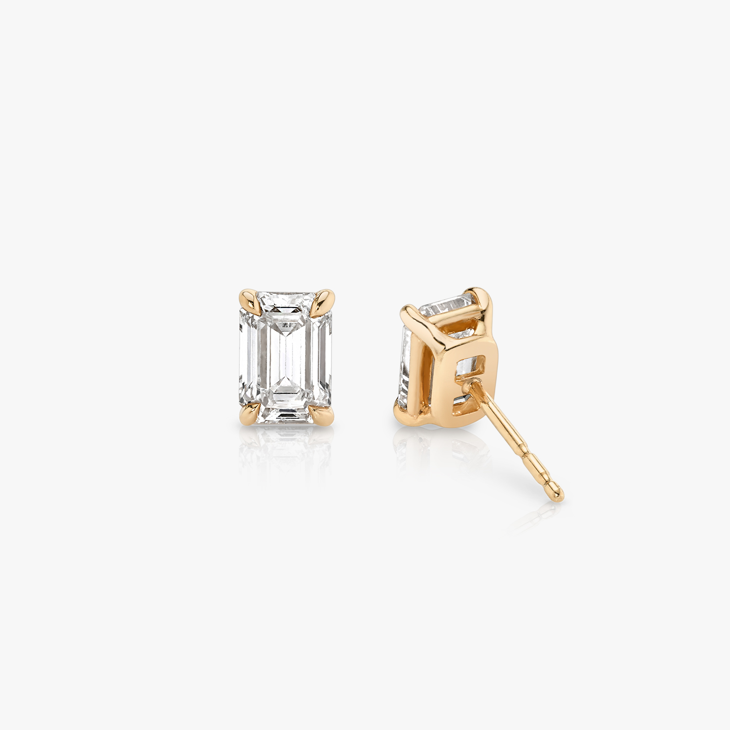 2 ct Brilliant Emerald sold Cut Solitaire Studs Designer Genuine Flawless Clear Simulated Diamond 14K 18K Rose Gold Earrings Push back