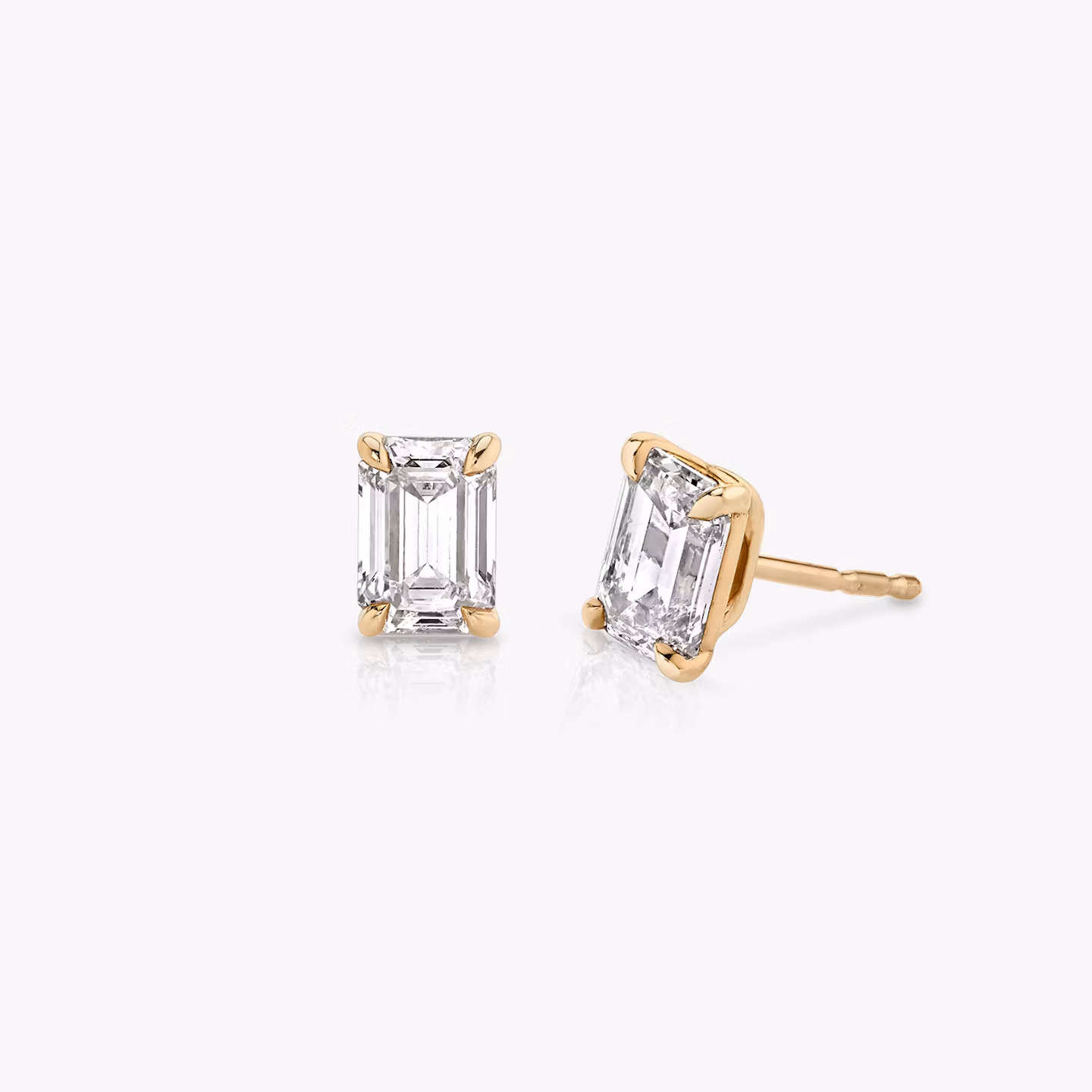 VRAI Solitaire Stud | Emerald | 14k | Rose Gold | diamondColor: near-colorless | caratWeight: 1.0ct