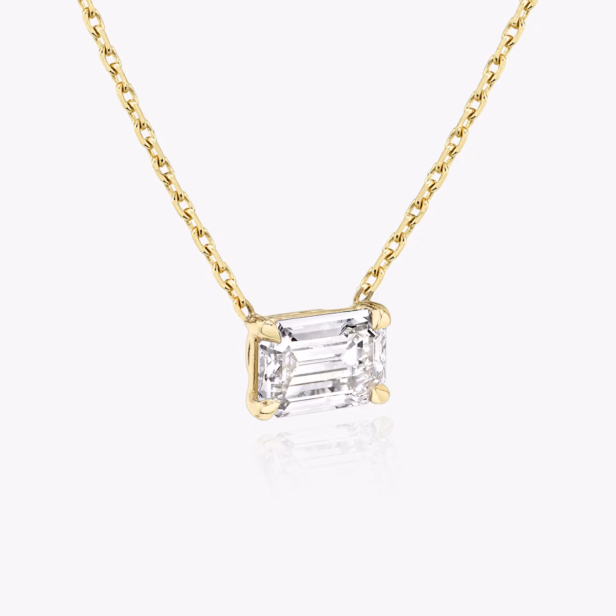 Collar Solitario VRAI | Esmeralda | 14k | Oro amarillo | diamondColor: near-colorless | caratWeight: 1.0ct