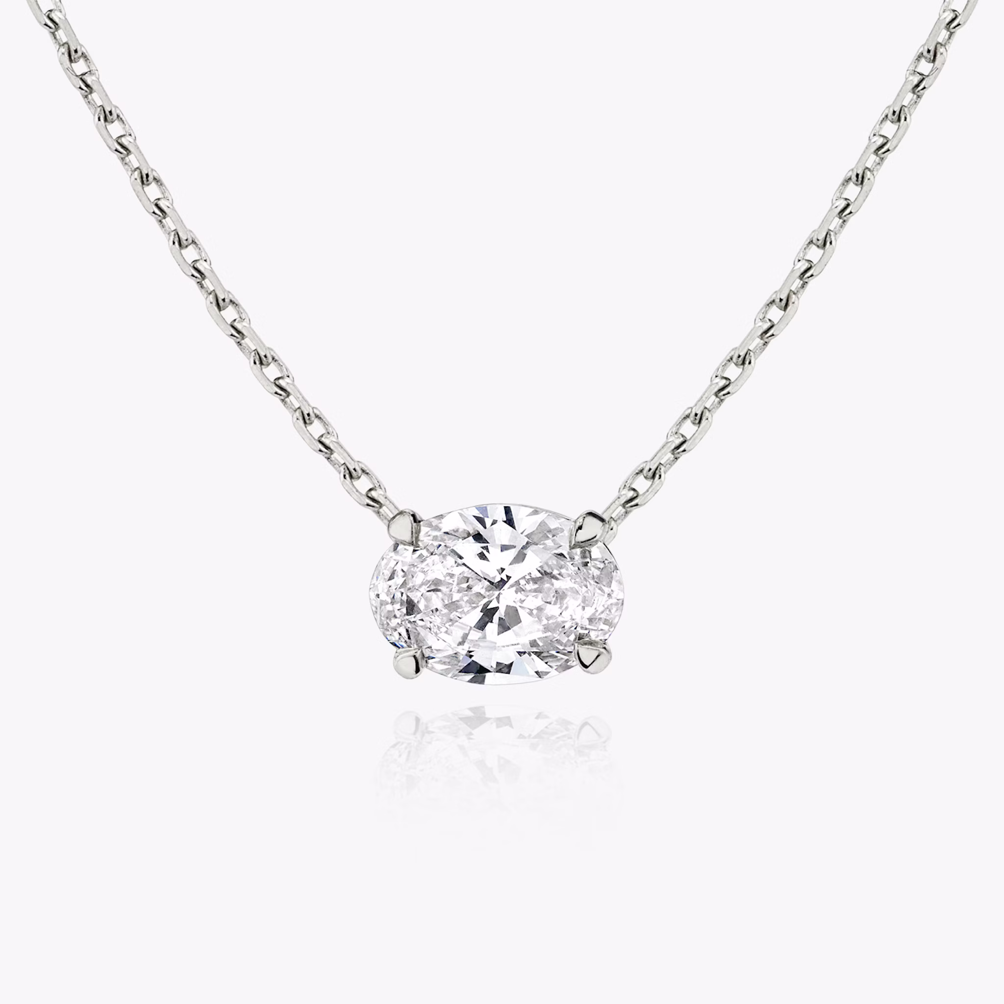 Collar Solitario VRAI | Oval | 14k | Oro blanco | diamondColor: near-colorless | caratWeight: 0.75ct