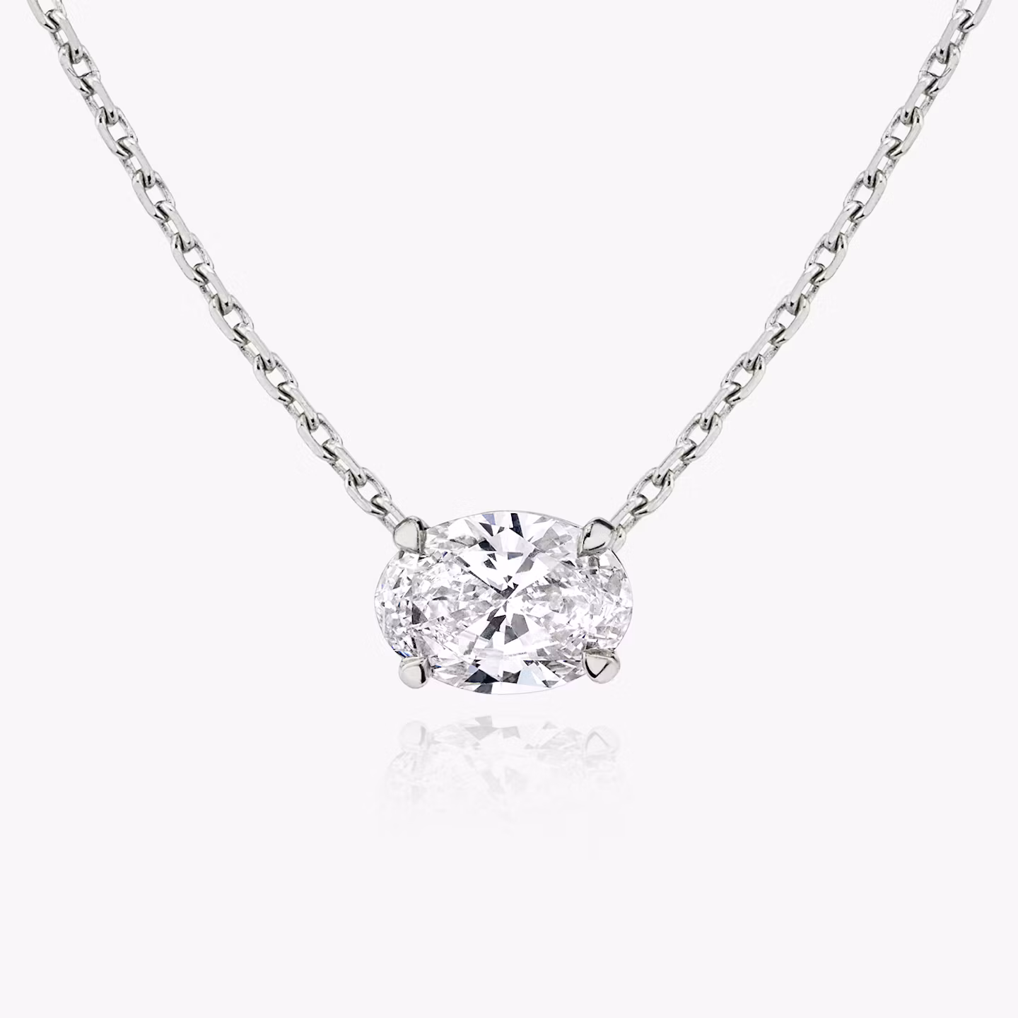Collar Solitario VRAI | Oval | 14k | Oro blanco | caratWeight: other