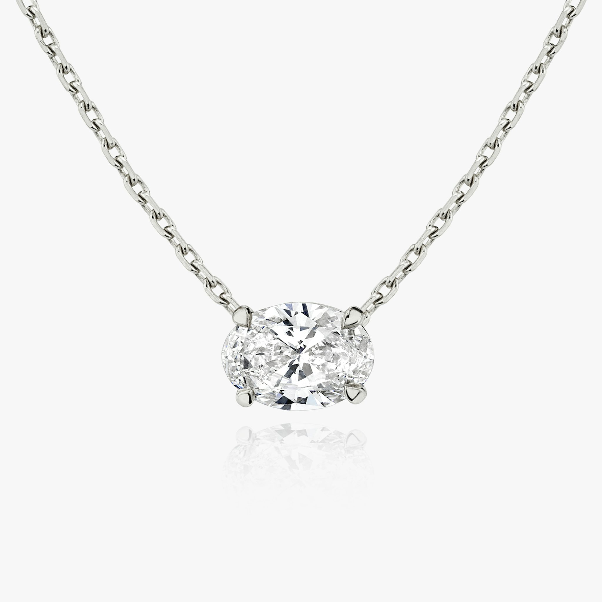 Collar Solitario VRAI | Oval | 14k | Oro blanco | diamondColor: near-colorless | caratWeight: 0.75ct
