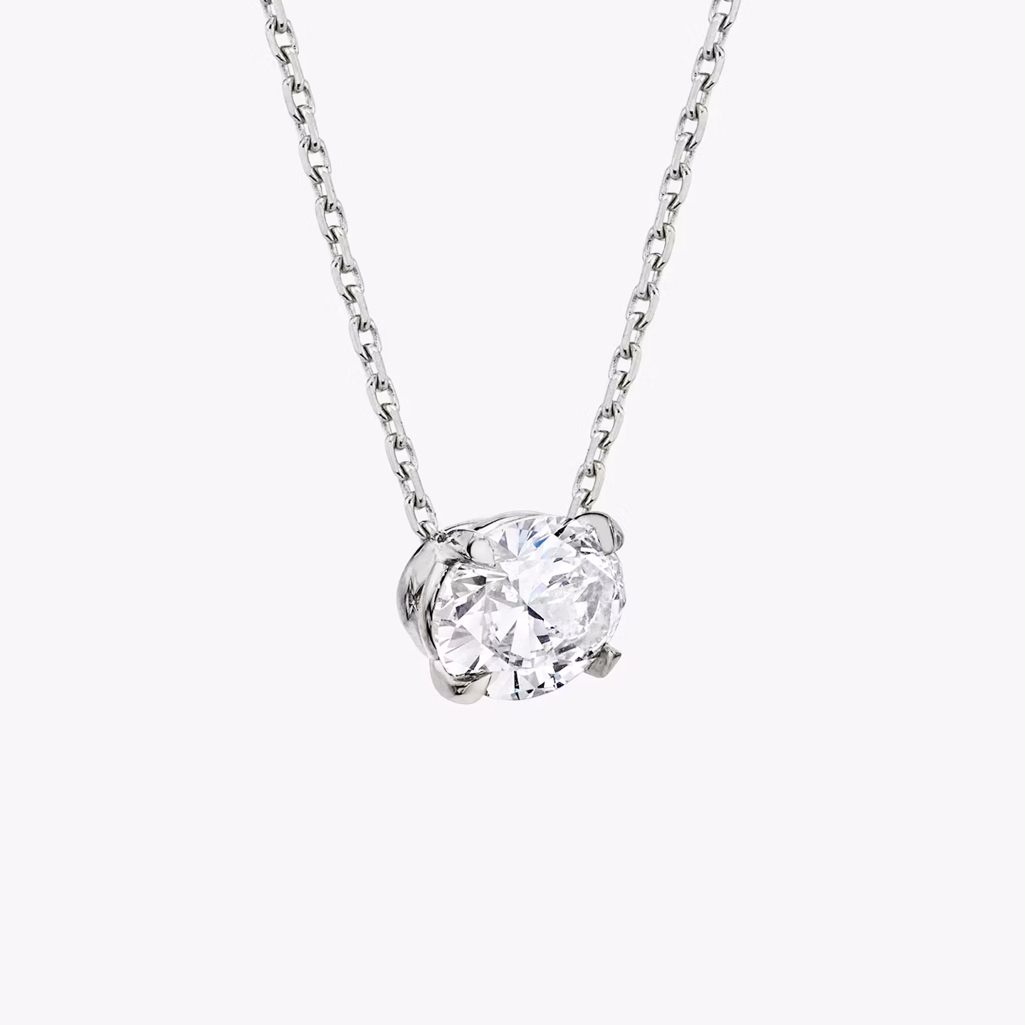 Collar Solitario VRAI | Oval | 14k | Oro blanco | caratWeight: other