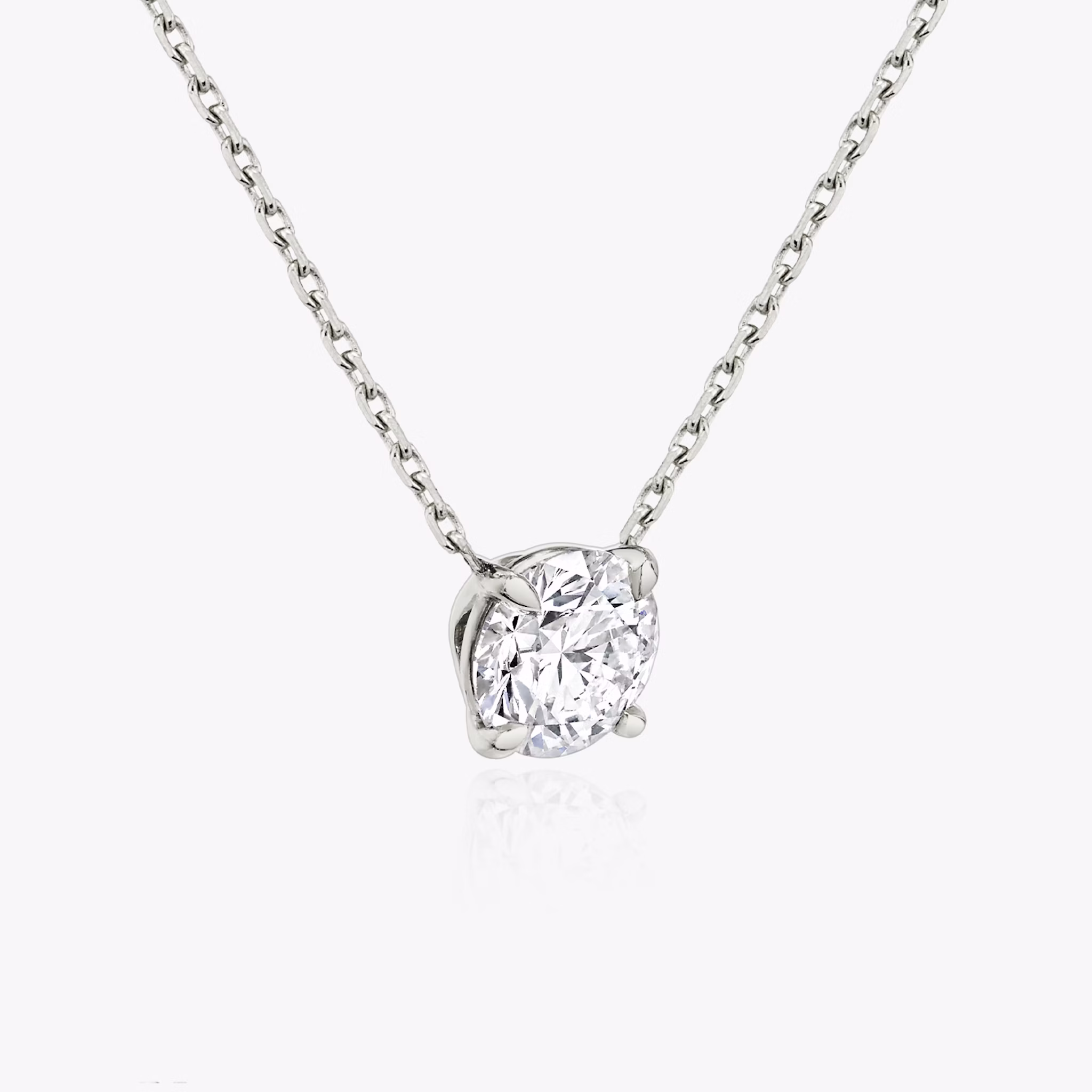 VRAI Solitaire Necklace | Round Brilliant | 14k | White Gold | diamondColor: near-colorless | caratWeight: 2ct