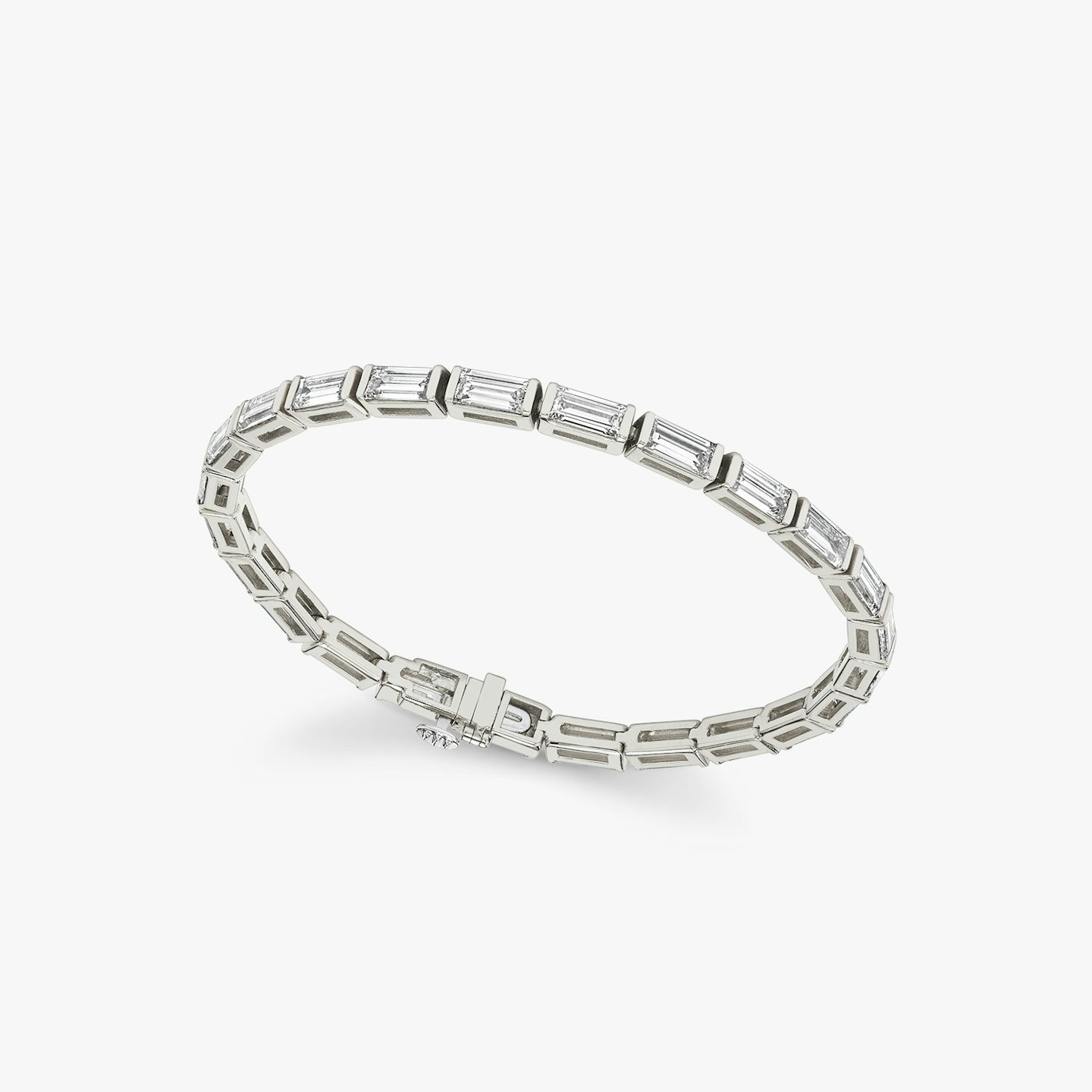Baguette Tennis Bracelet | Baguette | 14k | White Gold | diamondSize: large | chainLength: 7