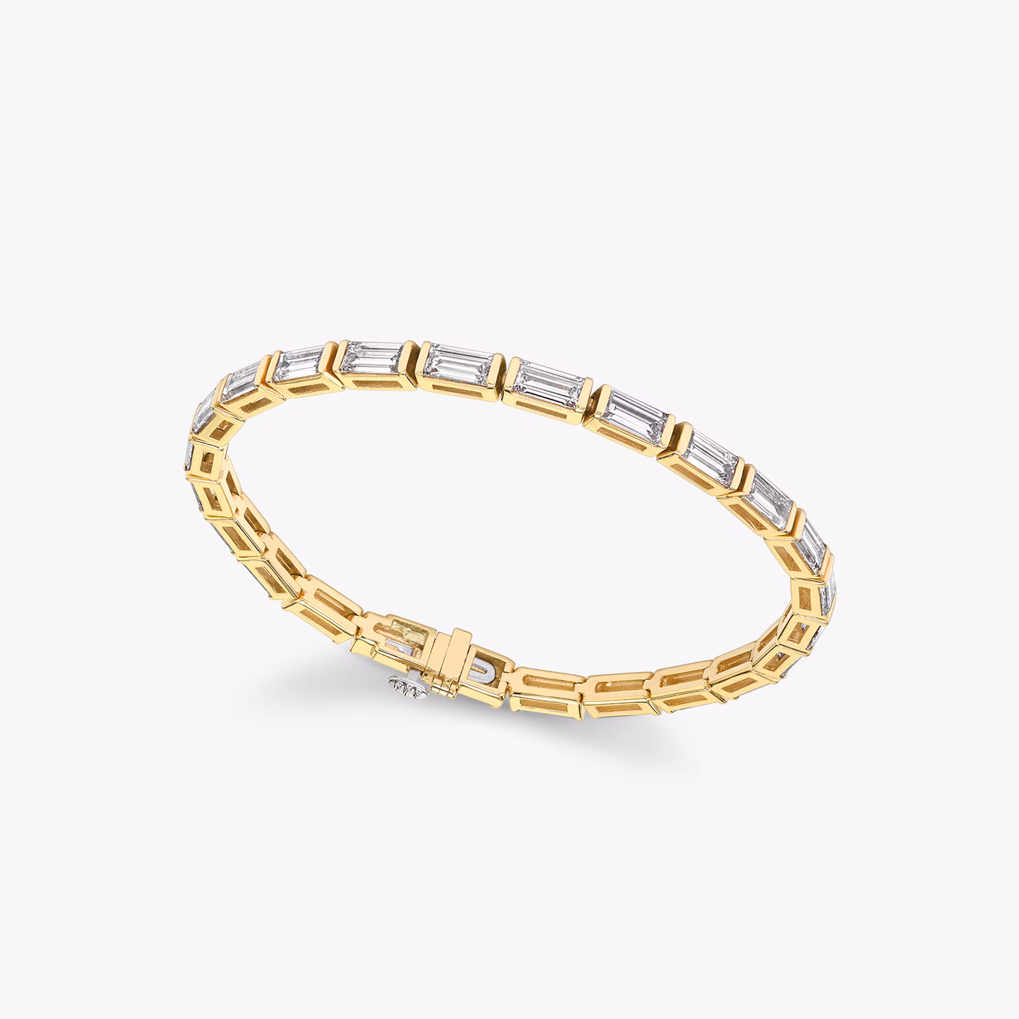 Baguette Tennis Bracelet | Baguette | 14k | Yellow Gold | diamondSize: large | chainLength: 7