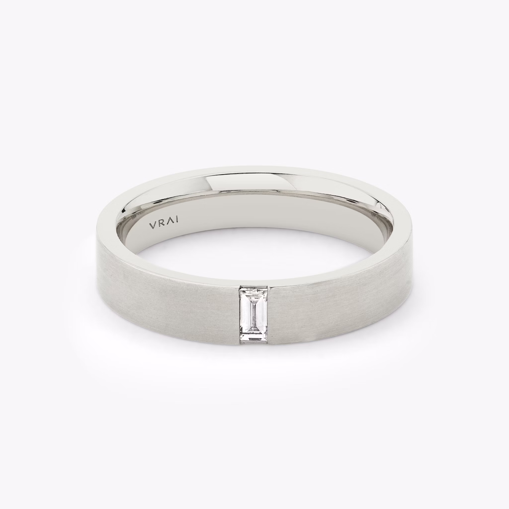 Brushed Baguette Platinum Wedding Ring