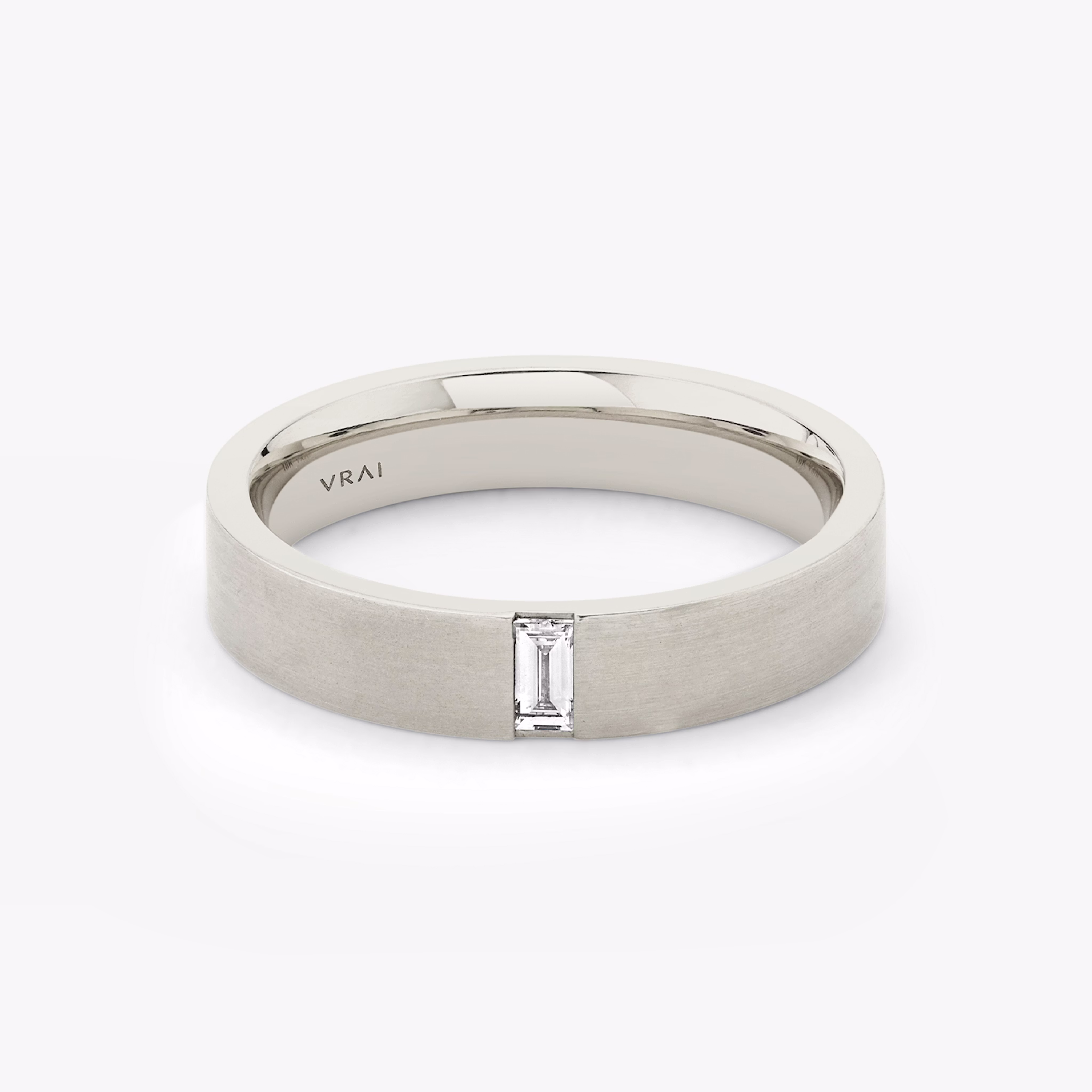 Brushed Baguette Platinum Wedding Ring