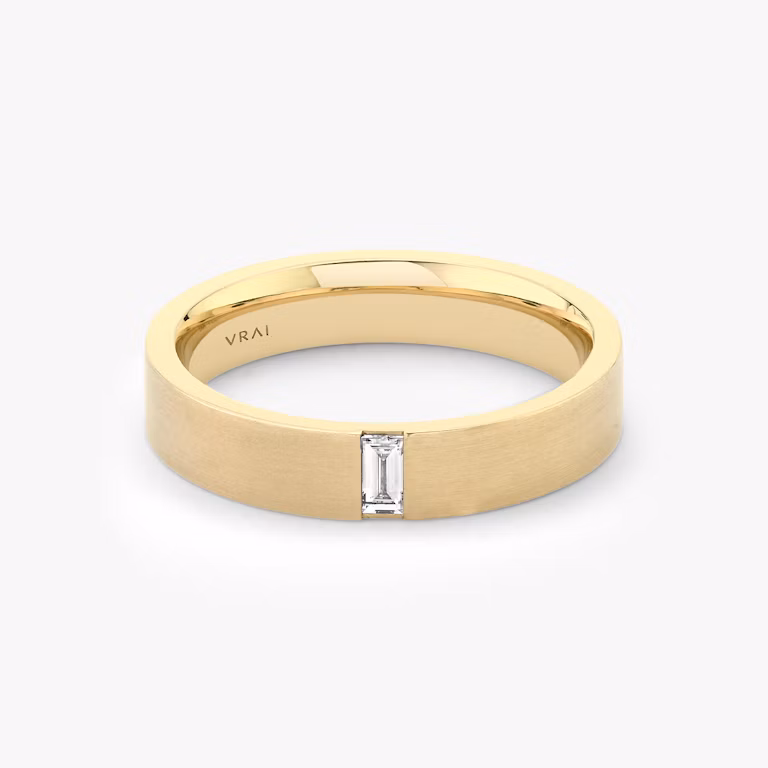 The Brushed Baguette Band in yellow gold.
