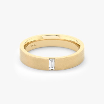 The Brushed Baguette Band in yellow gold.