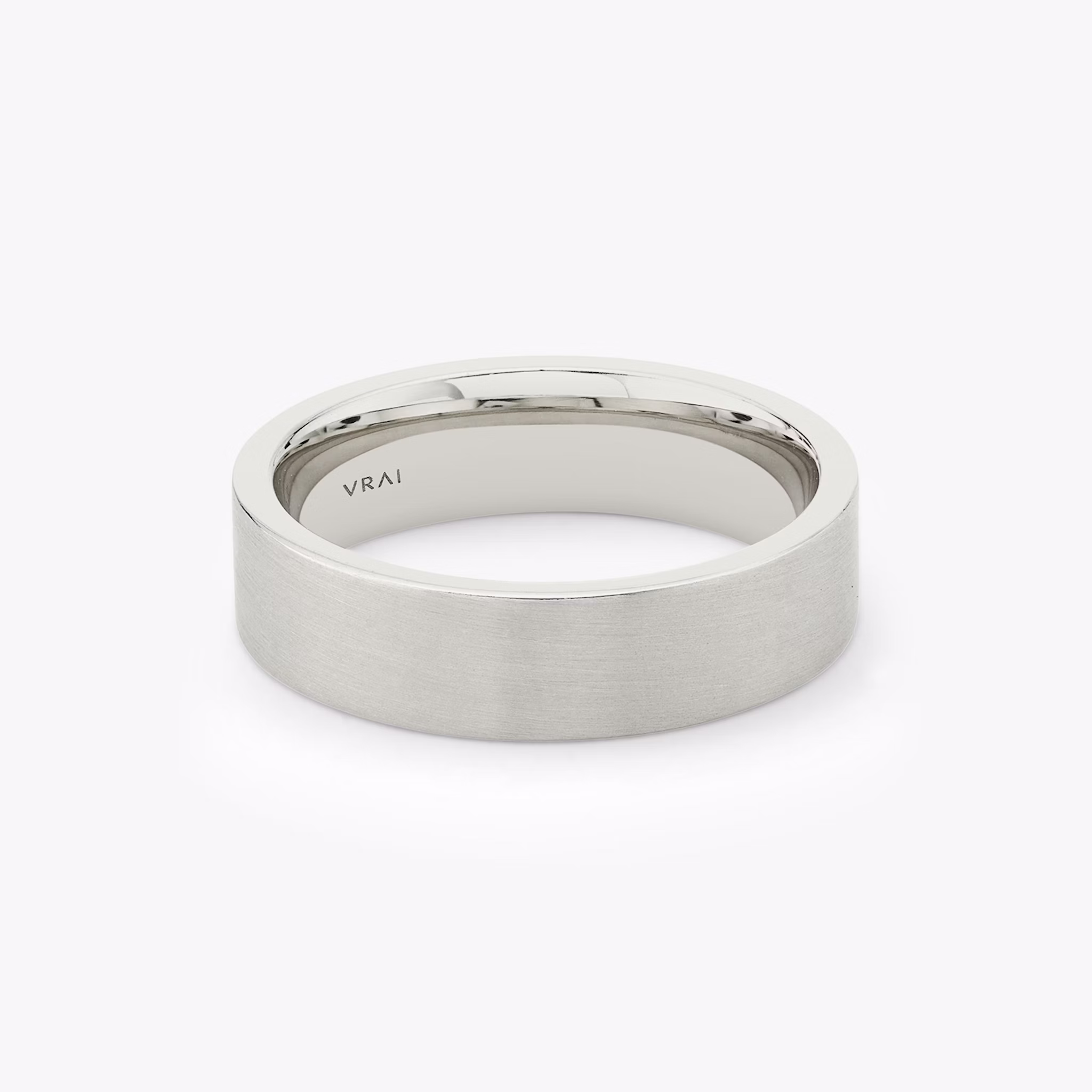 Brushed Flat Band | 18k | White Gold | bandWidth: 6mm