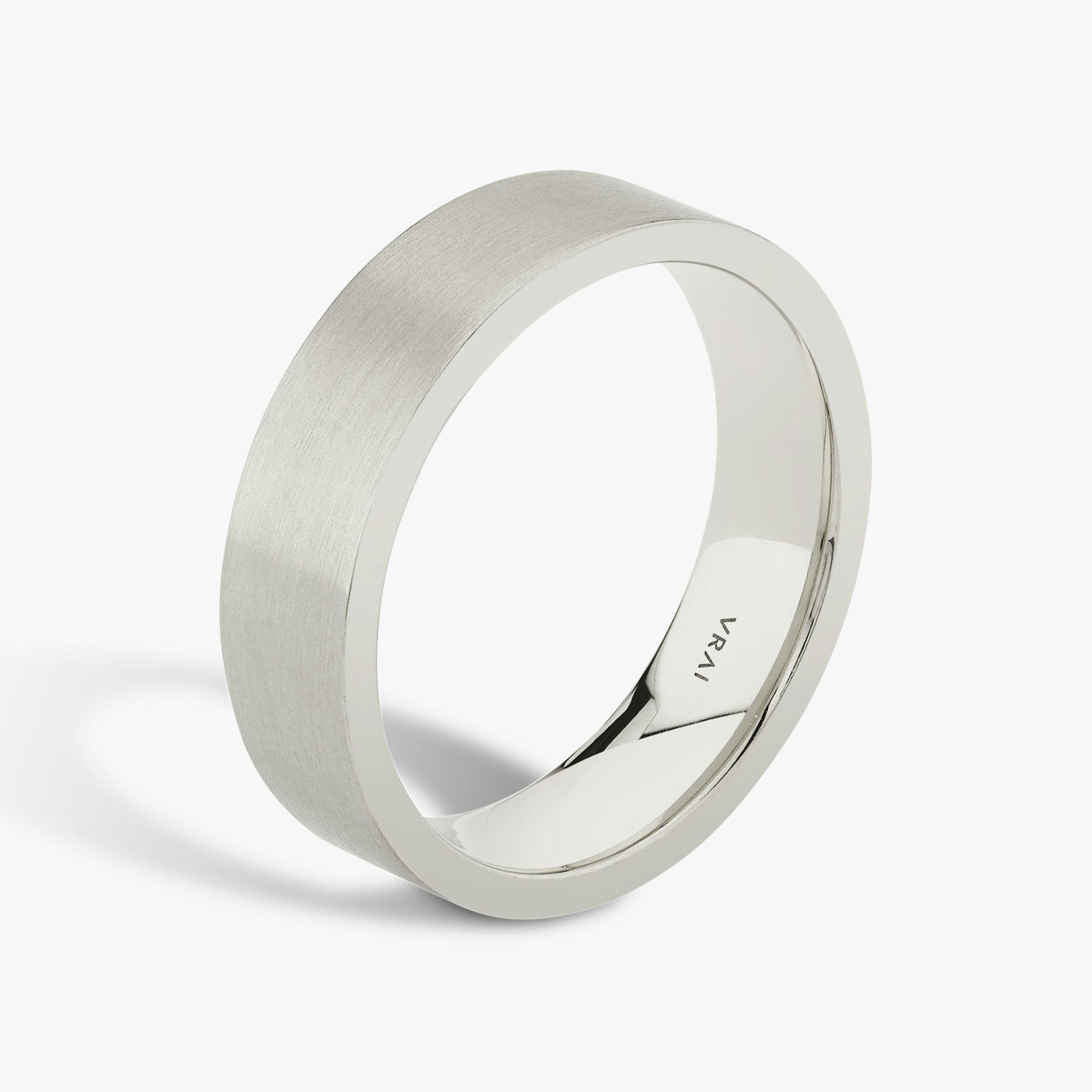 Brushed Flat Band | 18k | White Gold | bandWidth: 6mm