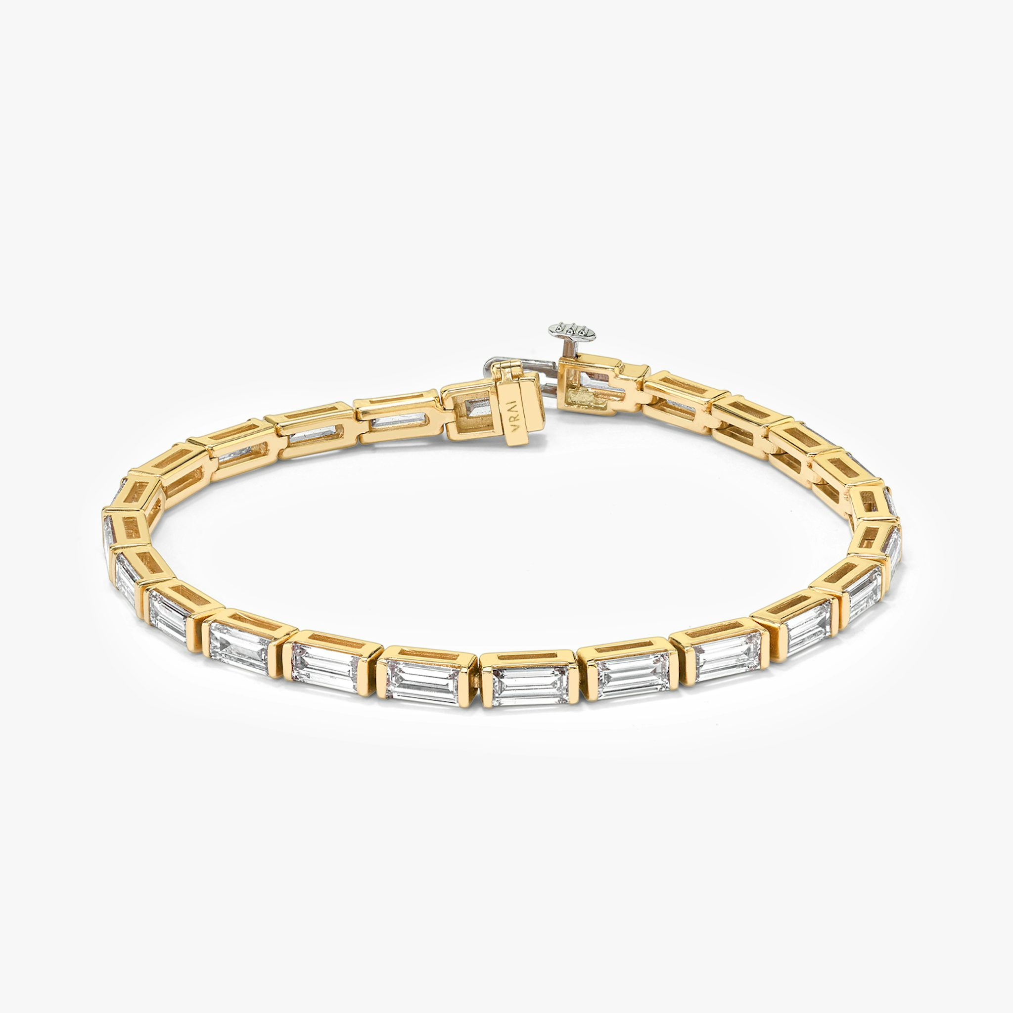 Baguette Tennis Bracelet | Baguette | 14k | Yellow Gold | diamondSize: large | chainLength: 6.5