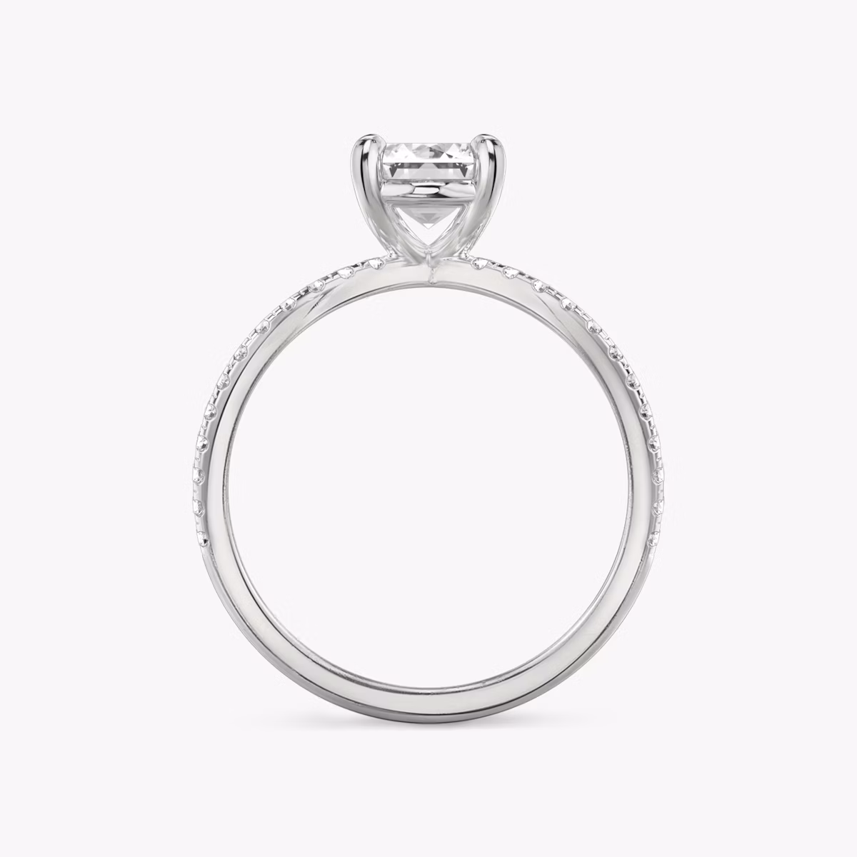 The Duet | Emerald | Platinum | bandAccent: Double pavé | diamondOrientation: vertical | caratWeight: other
