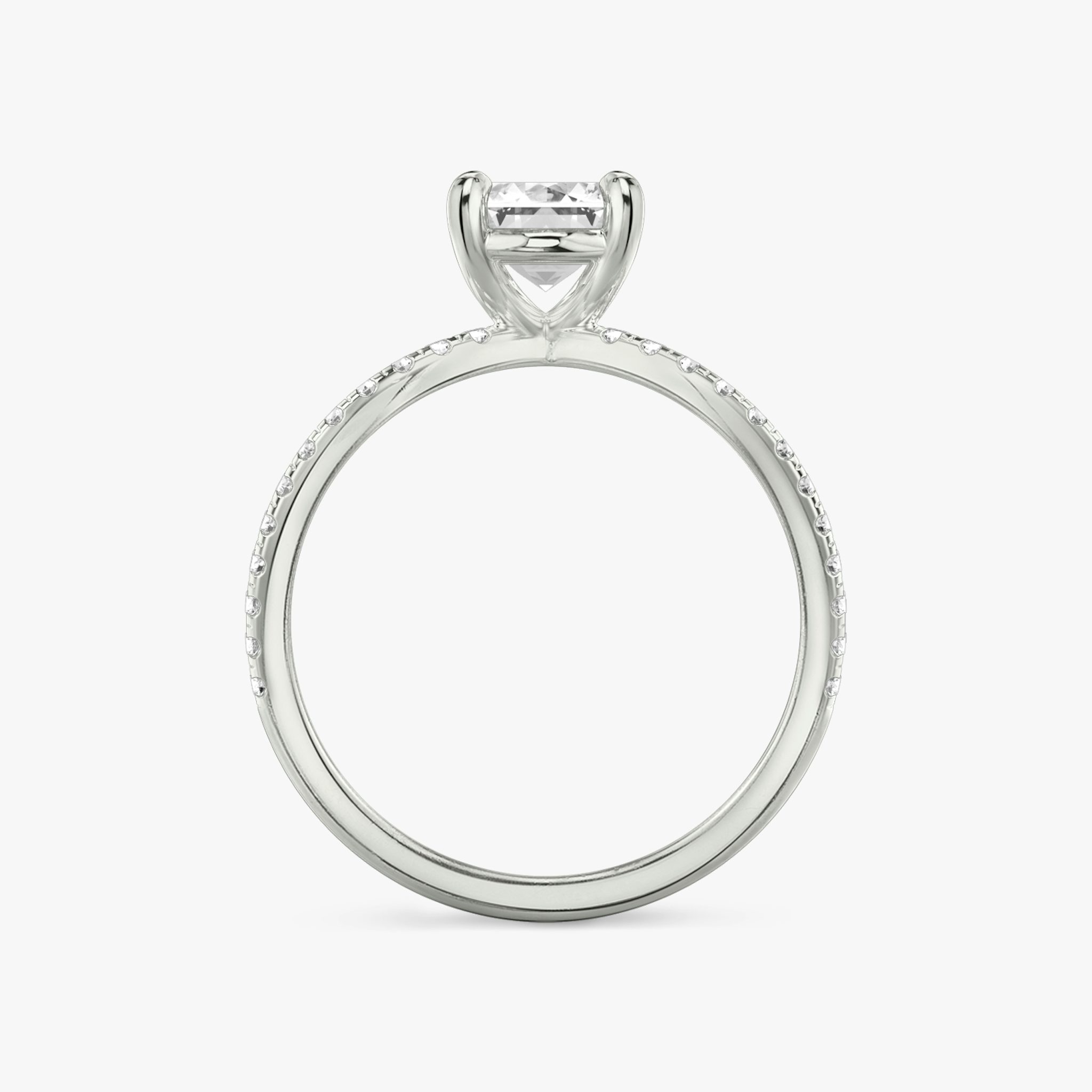 The Duet | Emerald | Platinum | bandAccent: Double pavé | diamondOrientation: vertical | caratWeight: other
