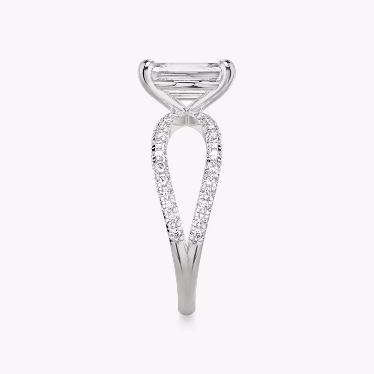 The Duet | Emerald | Platinum | bandAccent: Double pavé | diamondOrientation: vertical | caratWeight: other