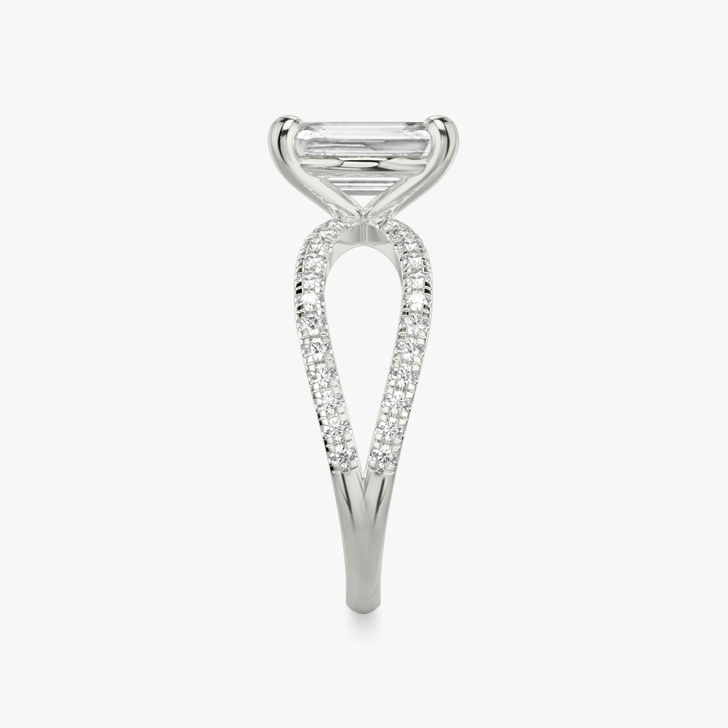 The Duet | Emerald | Platinum | bandAccent: Double pavé | diamondOrientation: vertical | caratWeight: other