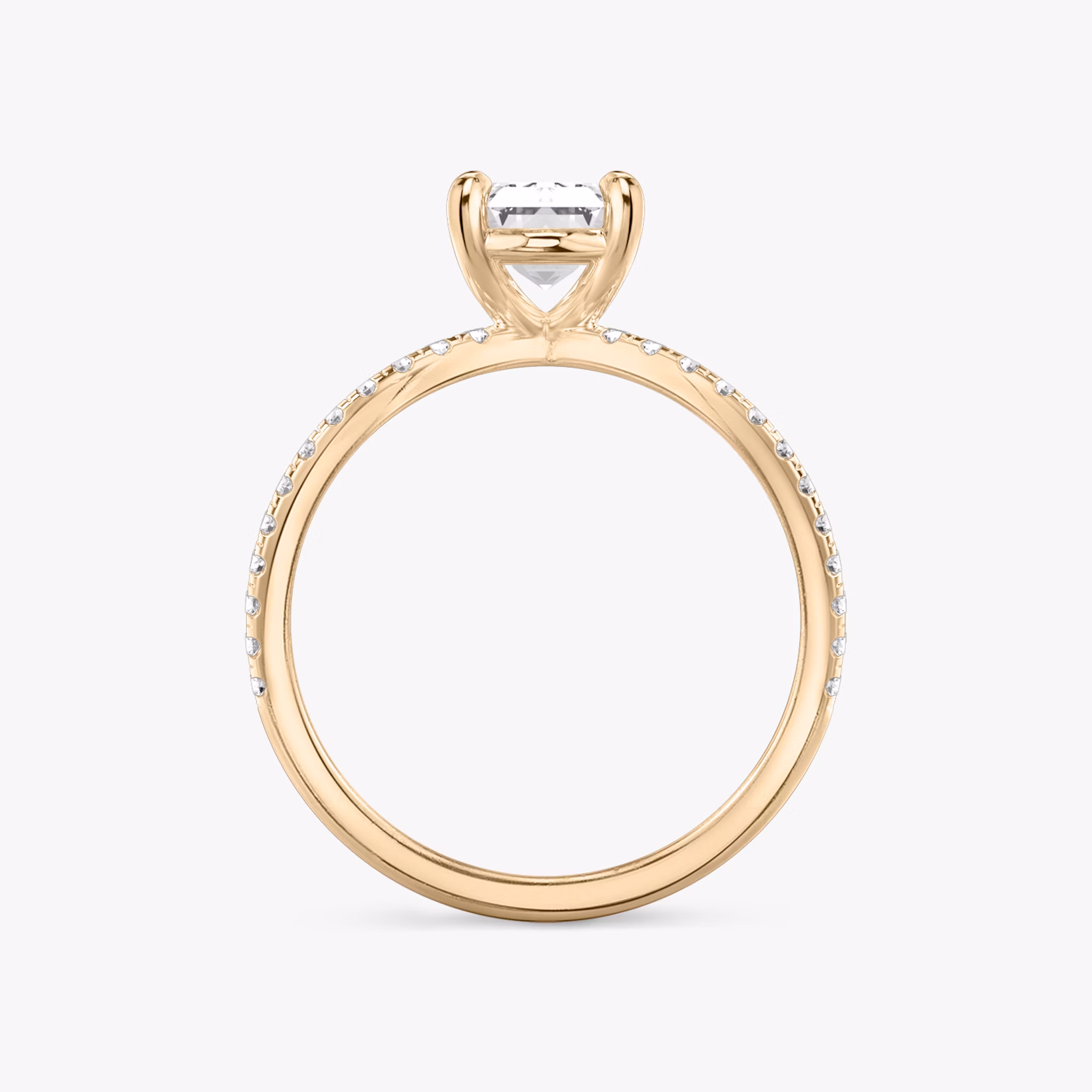 The Duet | Emerald | 14k | Rose Gold | bandAccent: Double pavé | diamondOrientation: vertical | caratWeight: other