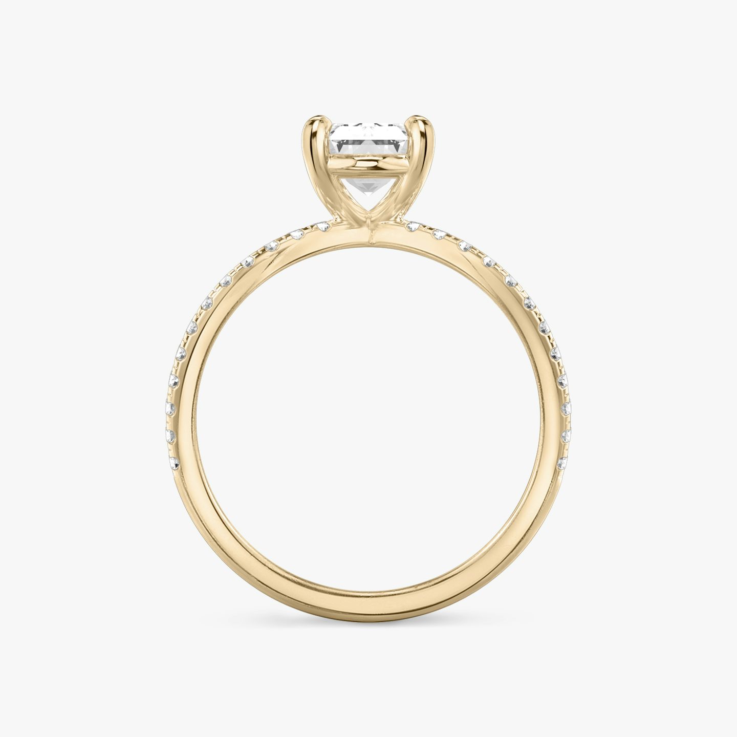 The Duet | Emerald | 14k | Rose Gold | bandAccent: Double pavé | diamondOrientation: vertical | caratWeight: other