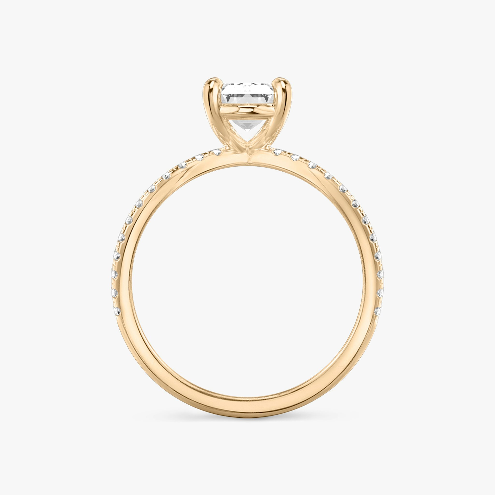 The Duet | Emerald | 14k | Rose Gold | bandAccent: Double pavé | diamondOrientation: vertical | caratWeight: other