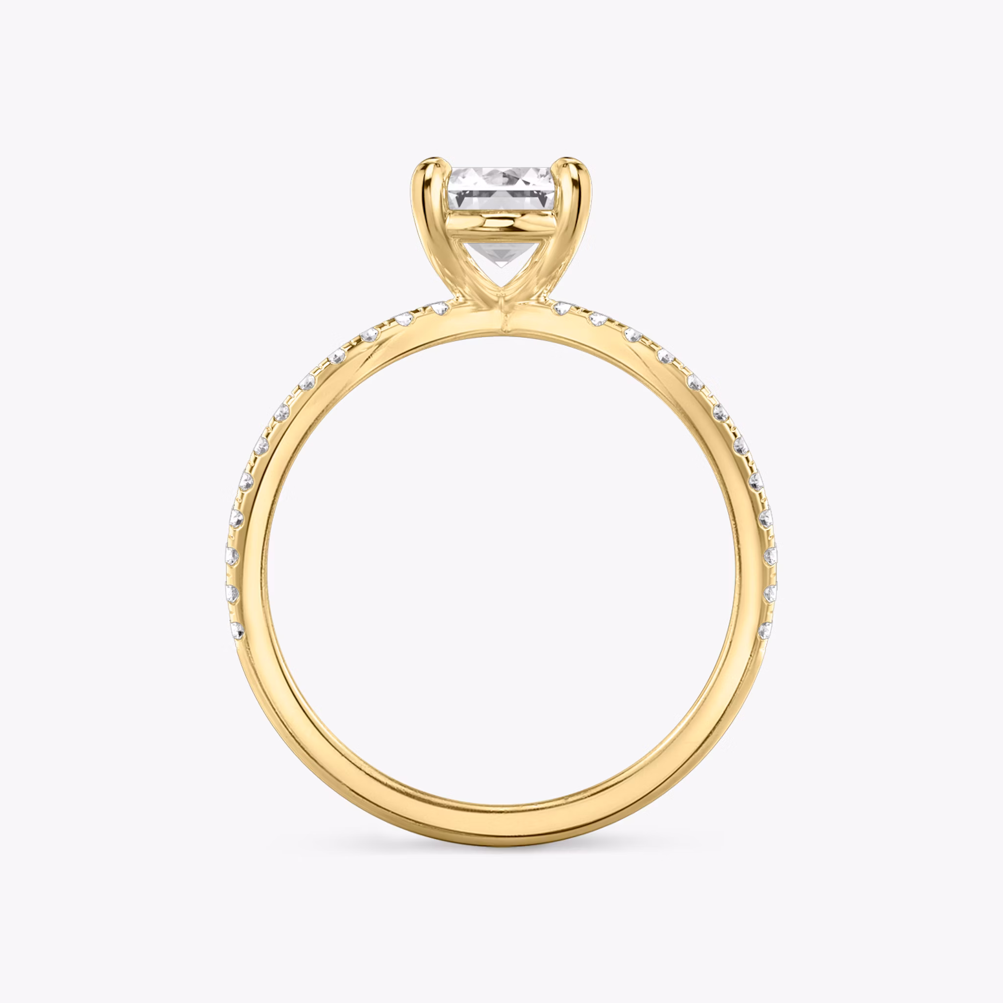 The Duet | Emerald | 18k | Yellow Gold | bandAccent: Double pavé | diamondOrientation: vertical | caratWeight: other