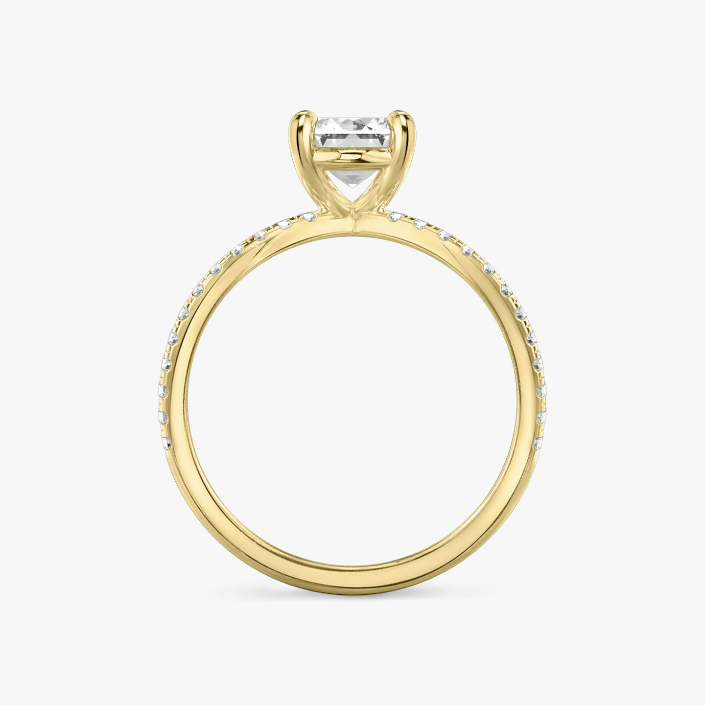 The Duet | Emerald | 18k | Yellow Gold | bandAccent: Double pavé | diamondOrientation: vertical | caratWeight: other