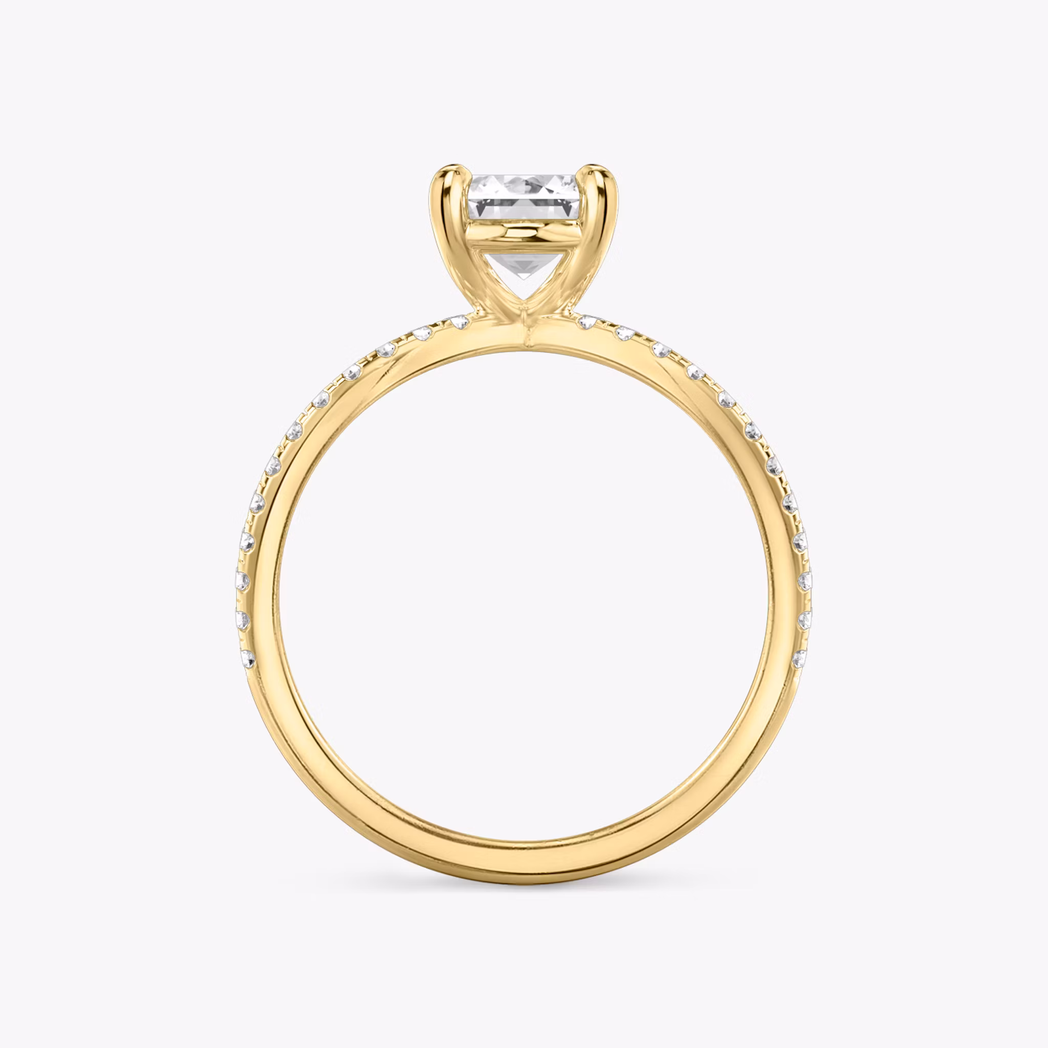The Duet | Emerald | 18k | Yellow Gold | bandAccent: Double pavé | diamondOrientation: vertical | caratWeight: other