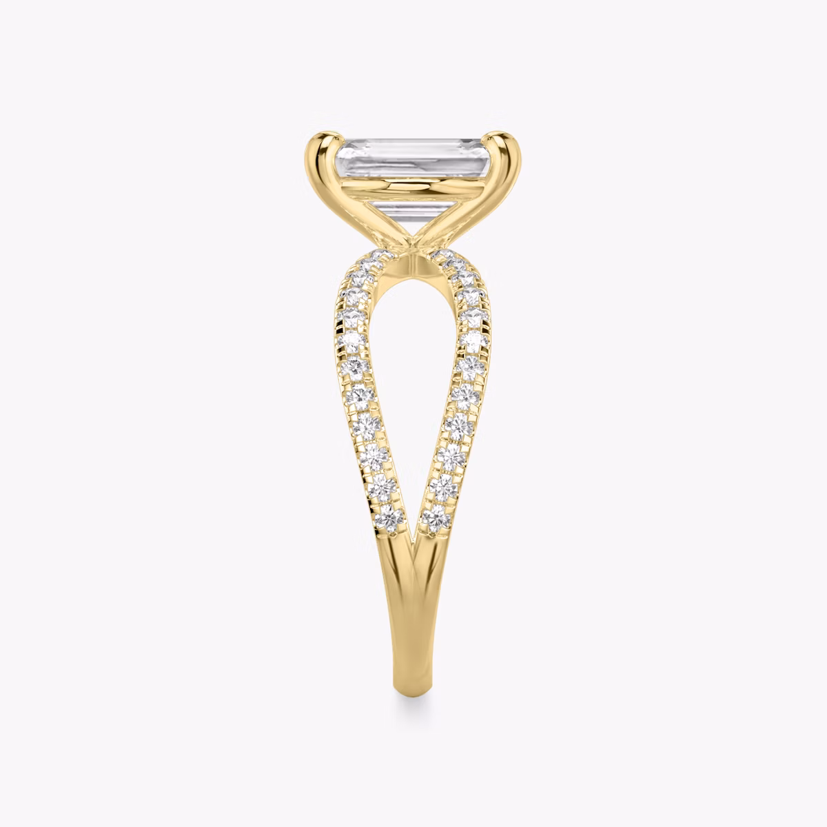 The Duet | Emerald | 18k | Yellow Gold | bandAccent: Double pavé | diamondOrientation: vertical | caratWeight: other