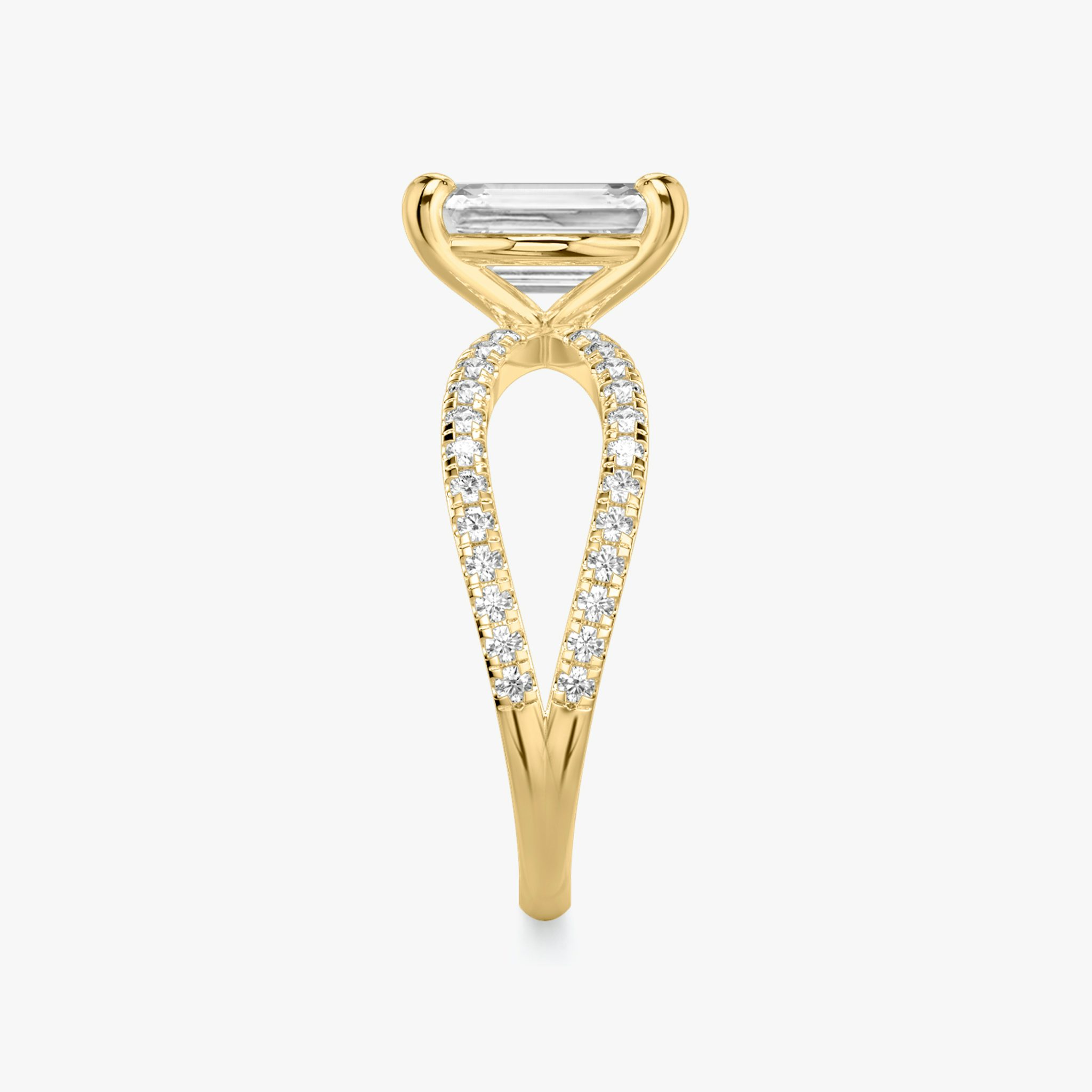 The Duet | Emerald | 18k | Yellow Gold | bandAccent: Double pavé | diamondOrientation: vertical | caratWeight: other